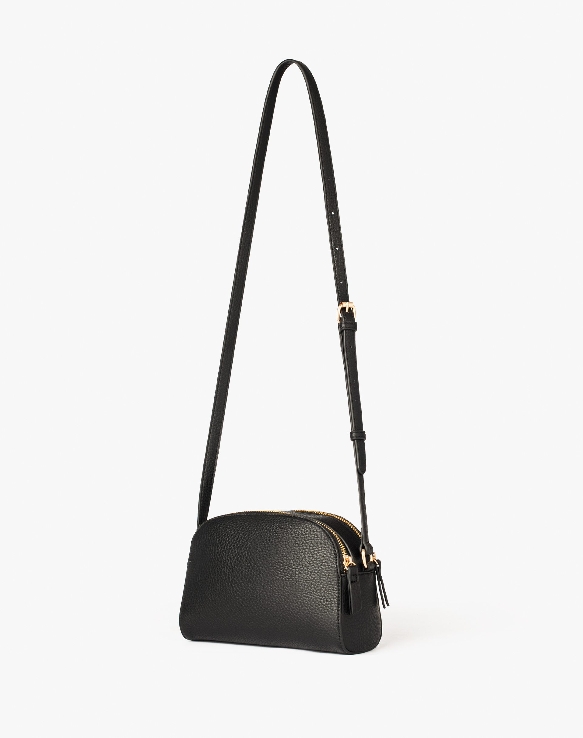 Shoulder Bag In Pebbled Faux Leather With Mg Logo - BLACK - Manila Grace | Official Website