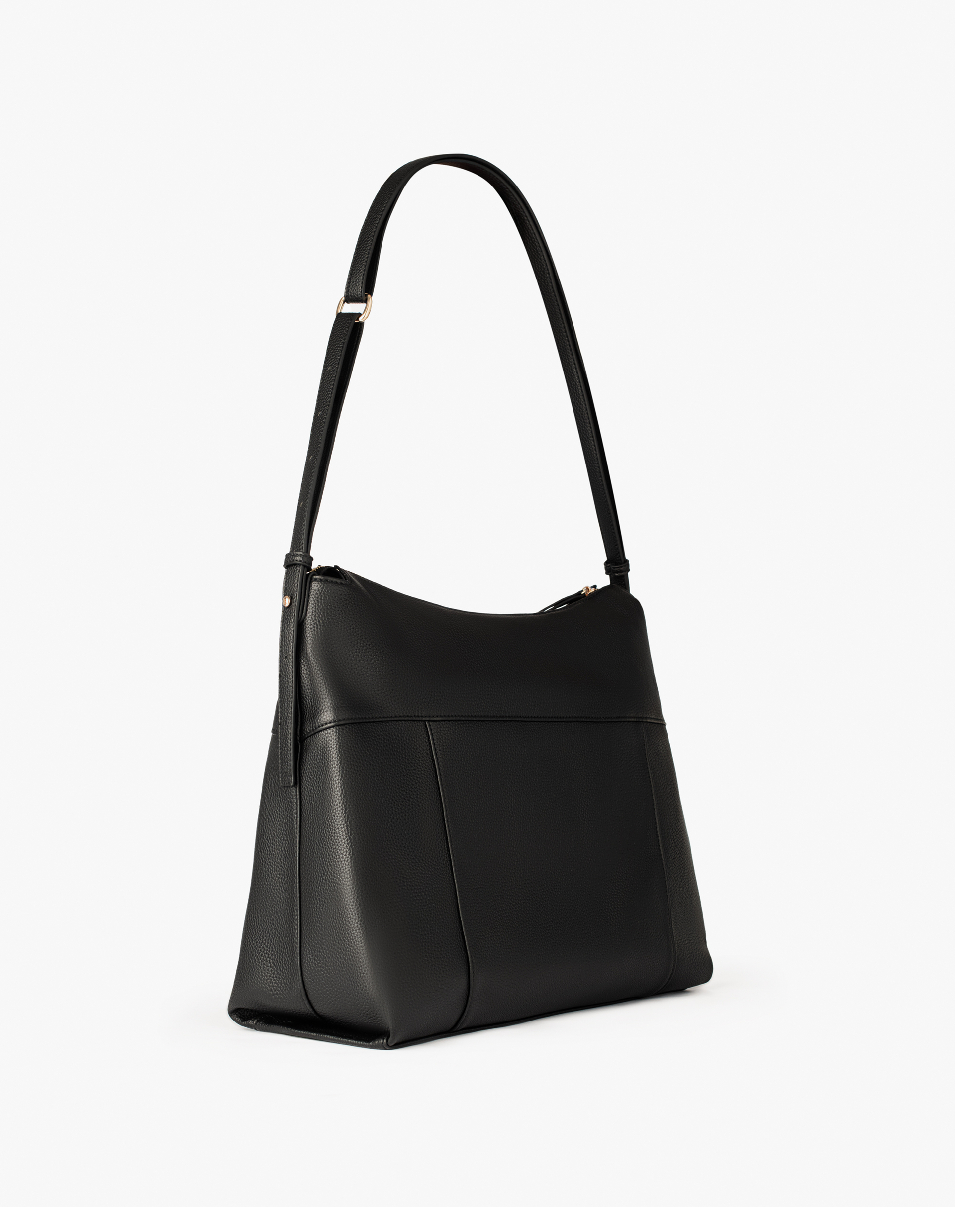 Black Shoulder Bag With Front Zip - BLACK - Manila Grace | Official Website