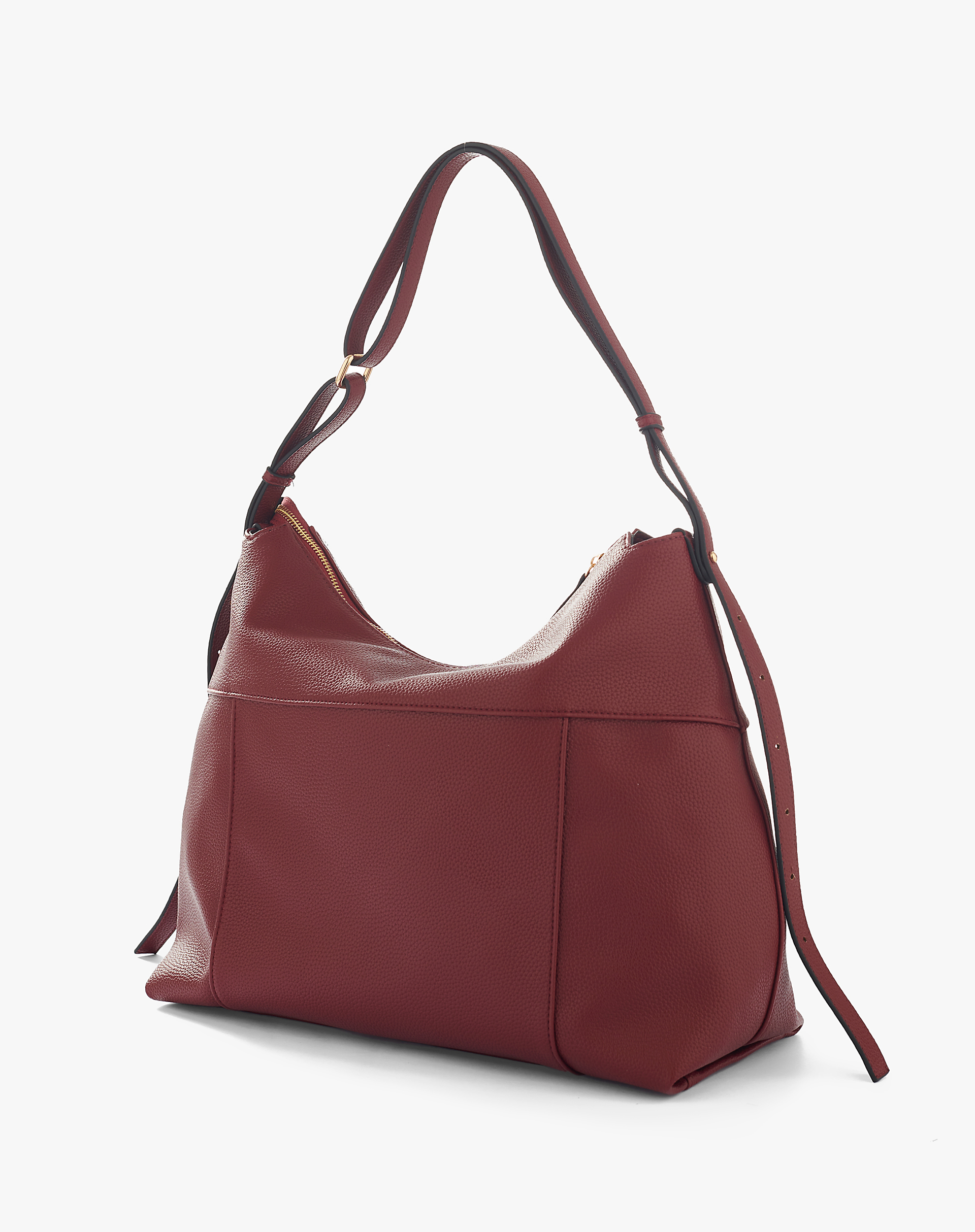 Borsa A Spalla Burgundy Con Zip Frontale - SHOPPERS - Manila Grace