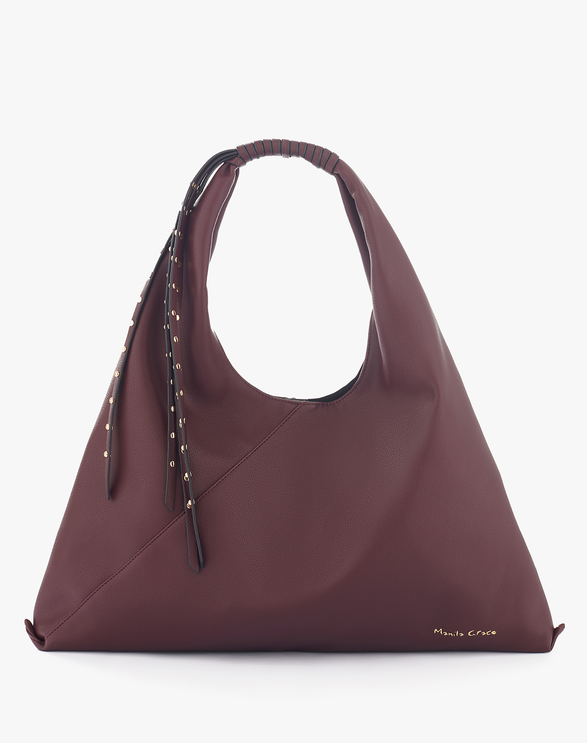 Faux Leather Sac Bag With Fringes And Studs - MA641 - Manila Grace | Official Website