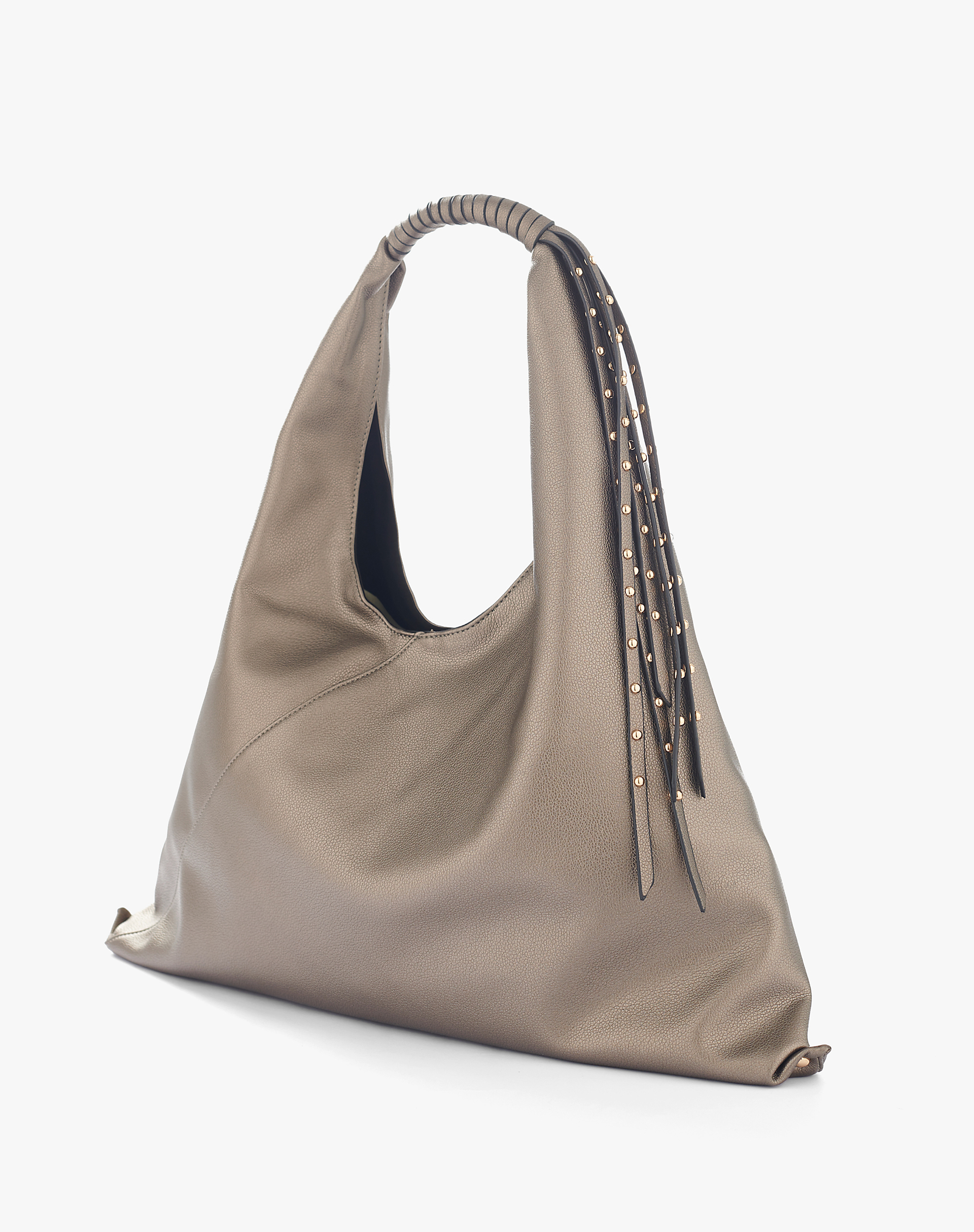 Faux Leather Sac Bag With Fringes And Studs - MD869 - Manila Grace | Official Website