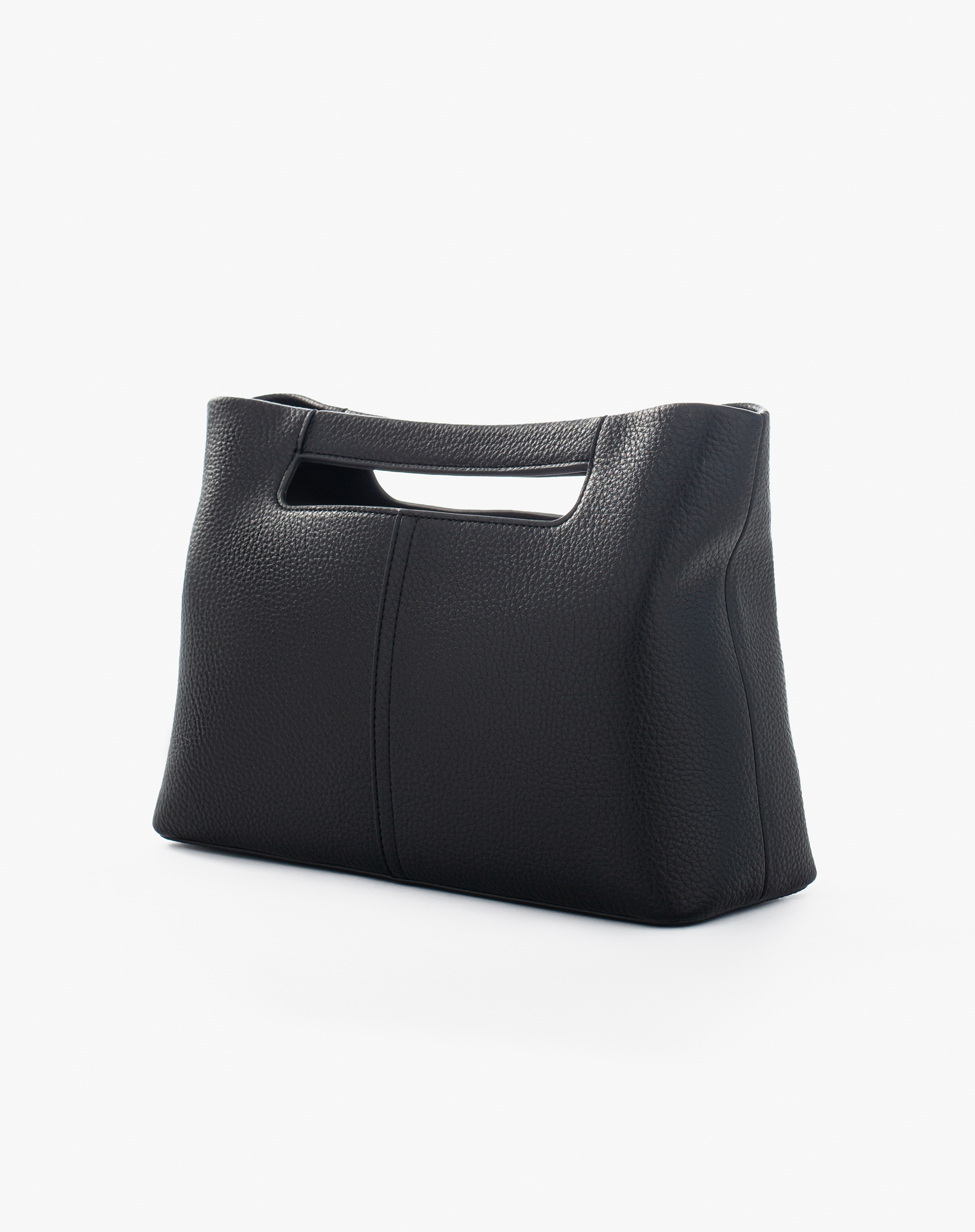 Handbag With Integrated Handles And Removable Shoulder Strap - BLACK - Manila Grace | Official Website