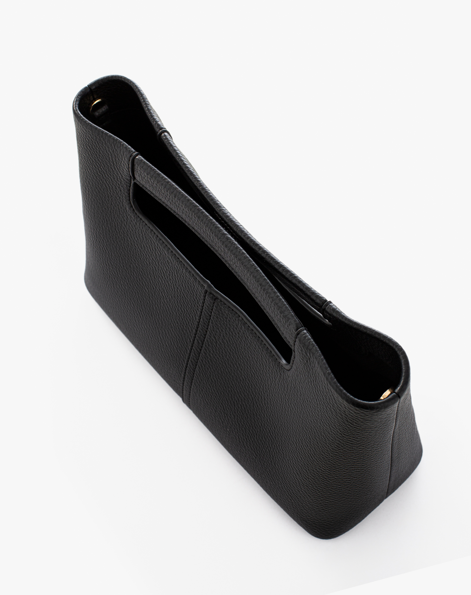 Handbag With Integrated Handles And Removable Shoulder Strap - BLACK - Manila Grace | Official Website