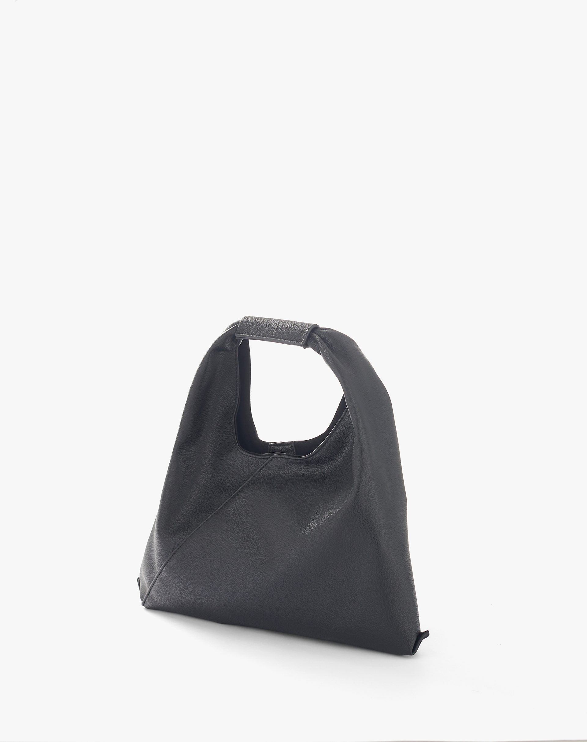 Sac Bag In Black Eco-Leather With Printed Logo - BLACK - Manila Grace | Official Website