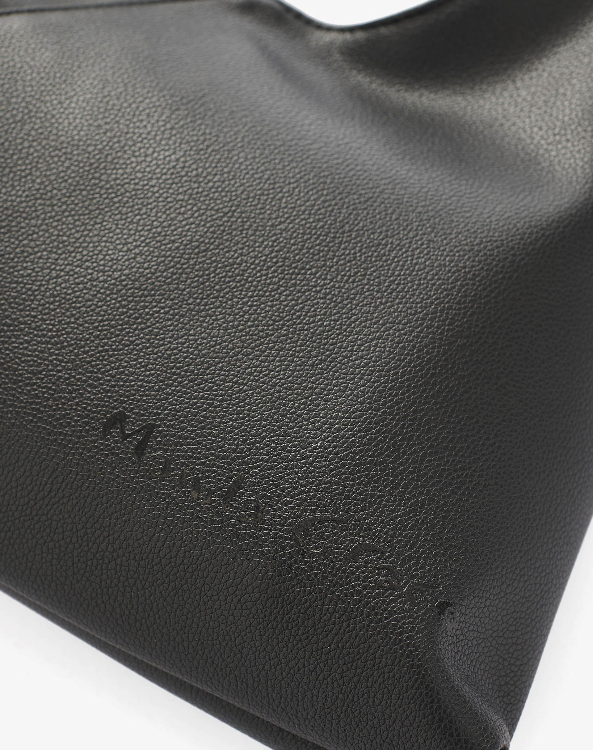 Sac Bag In Black Eco-Leather With Printed Logo - BLACK - Manila Grace | Official Website