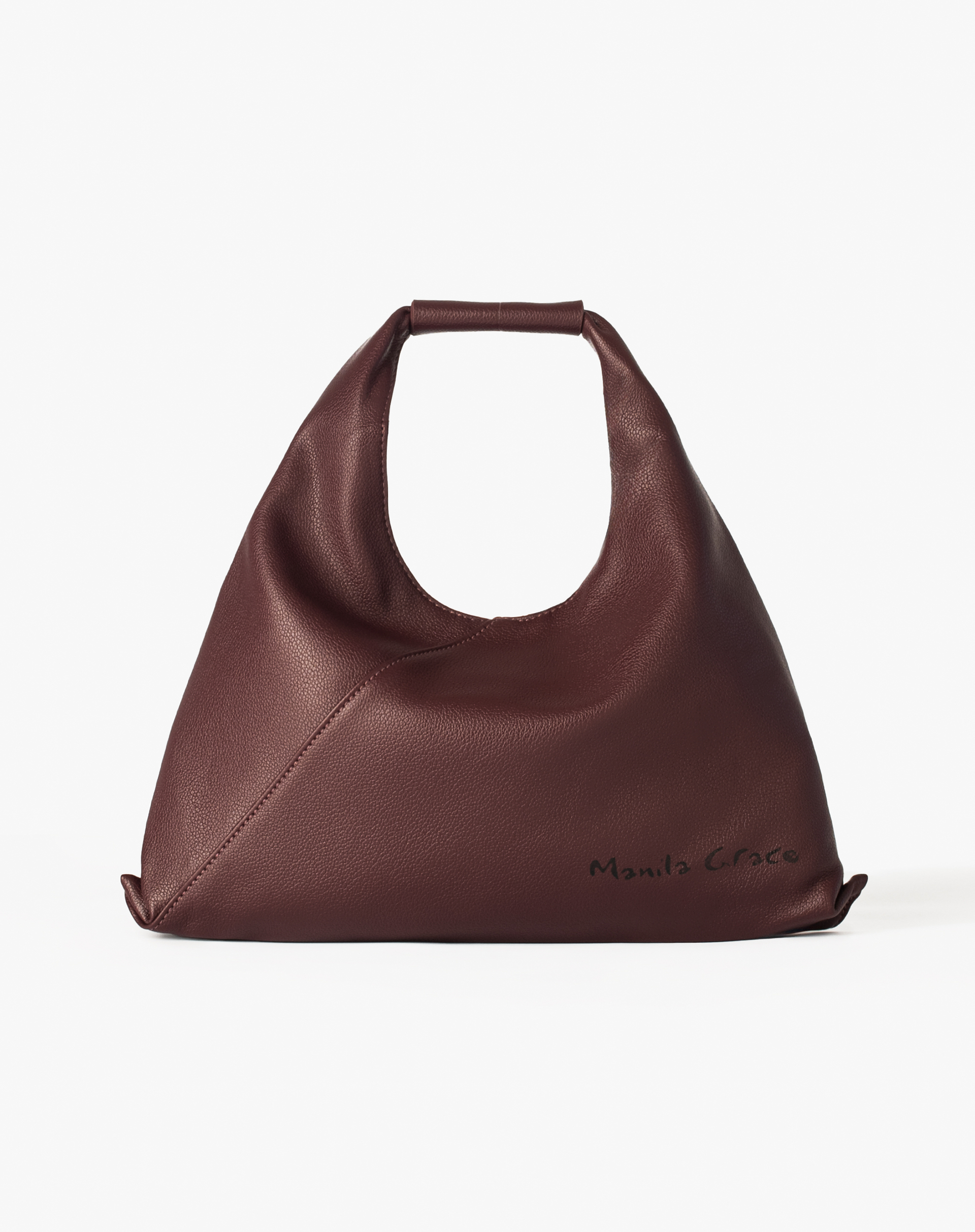 Sac Bag In Burgundy Faux Leather With Printed Logo - MA641 - Manila Grace | Official Website