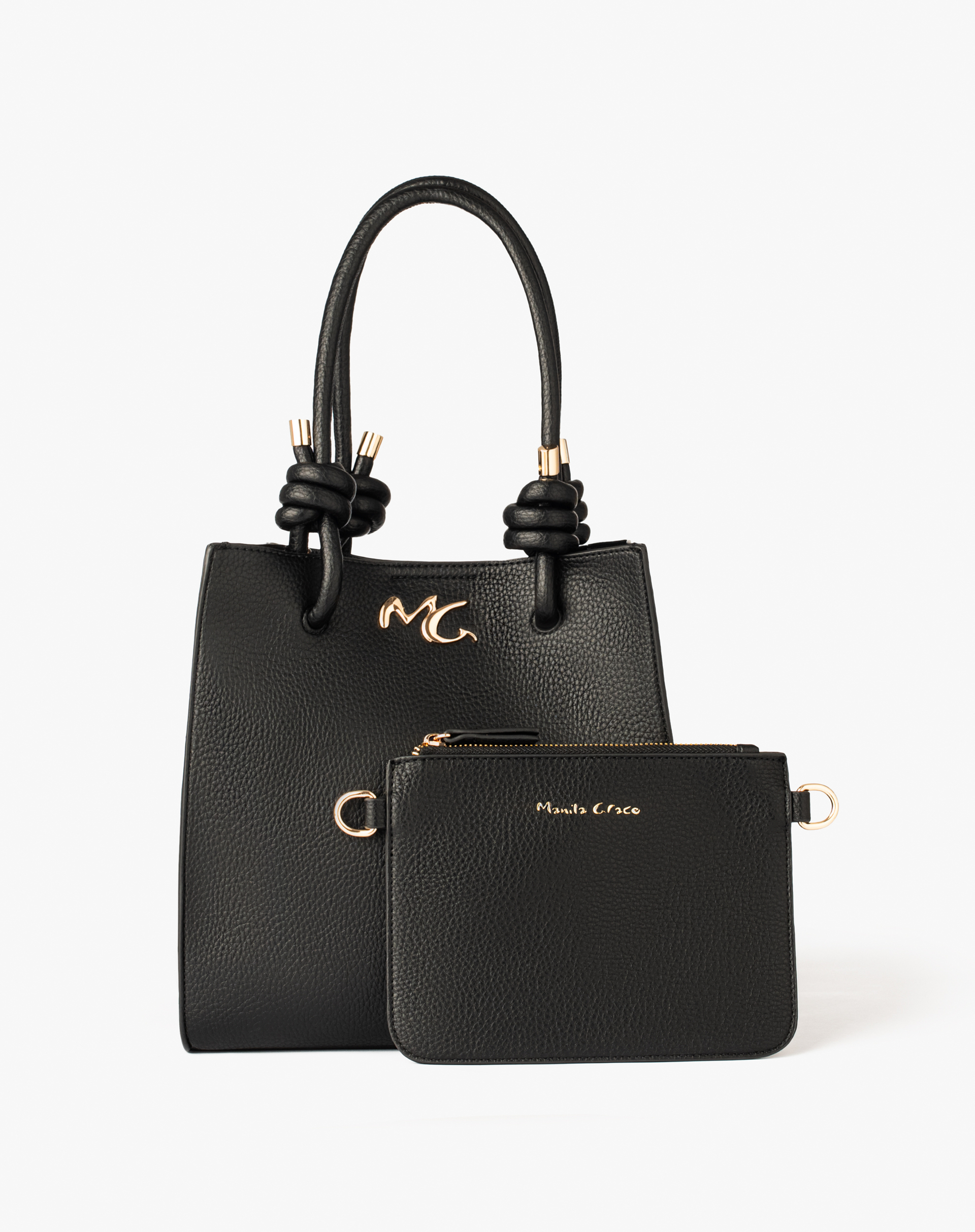 Felicia Faux Leather Knot - BLACK - Manila Grace | Official Website