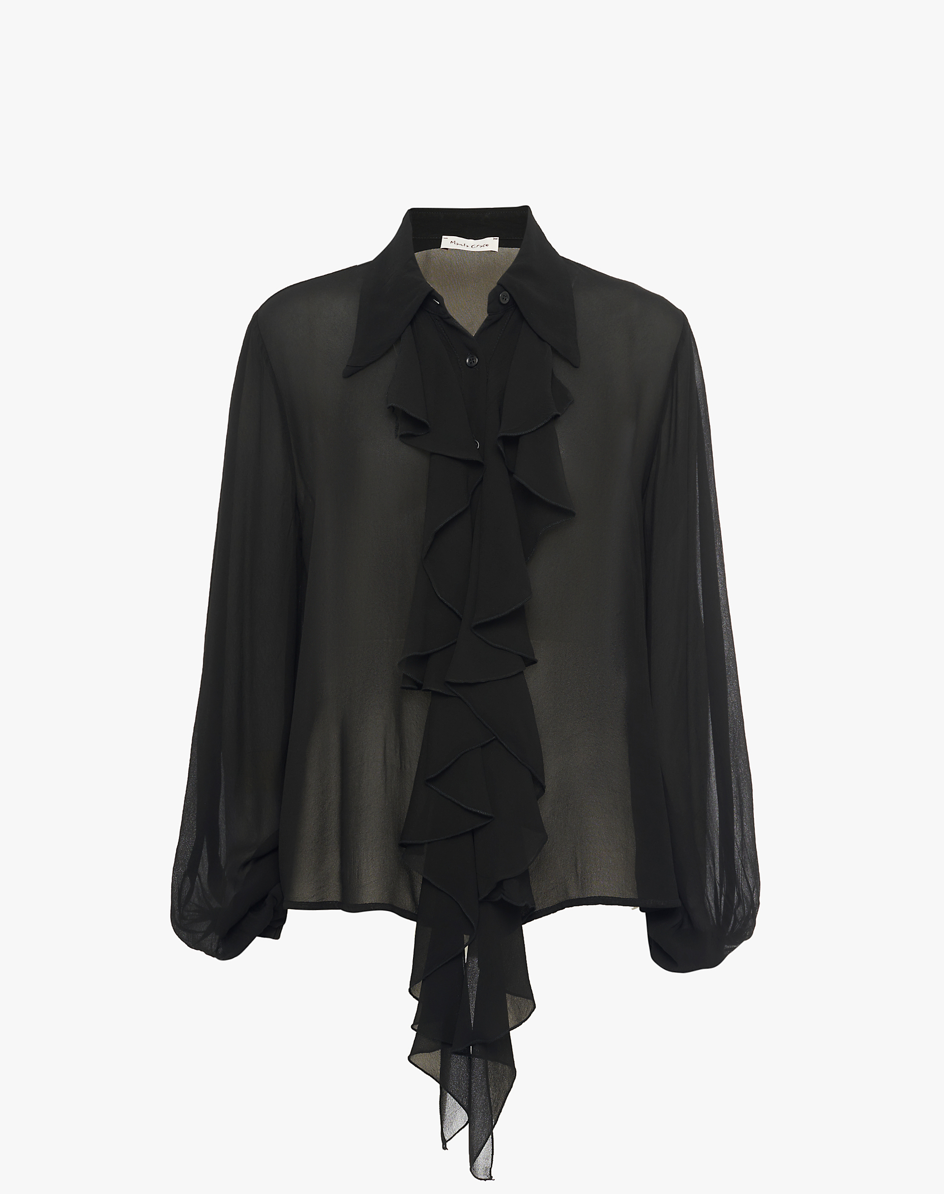Georgette Shirt With Ruffles - SHIRTS - Manila Grace | Official Website