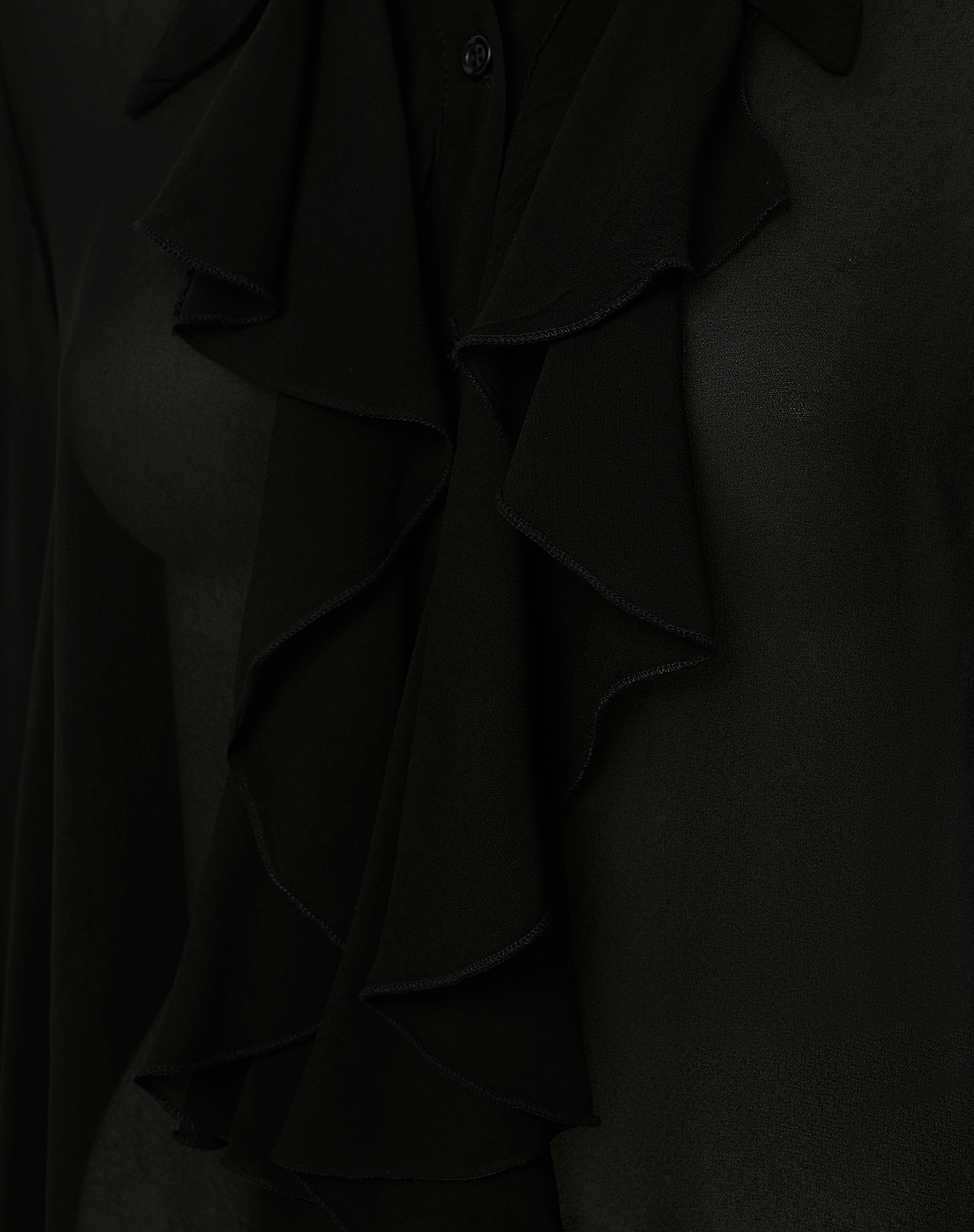 Georgette Shirt With Ruffles - BLACK - Manila Grace | Official Website