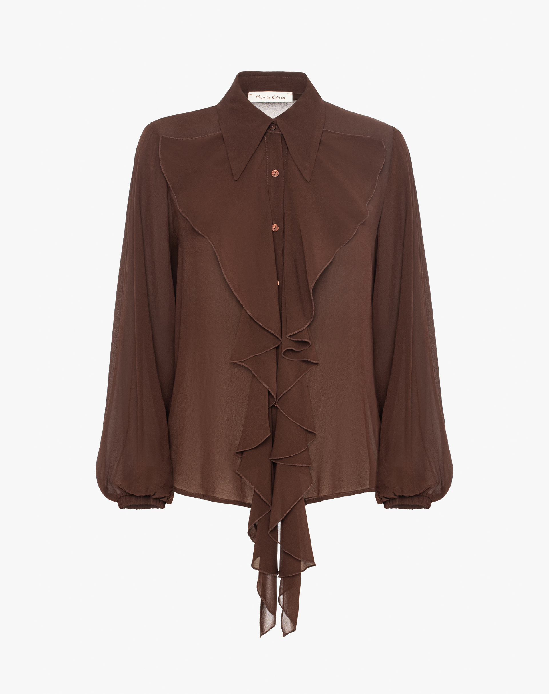 Georgette Shirt With Ruffles - SHIRTS - Manila Grace | Official Website