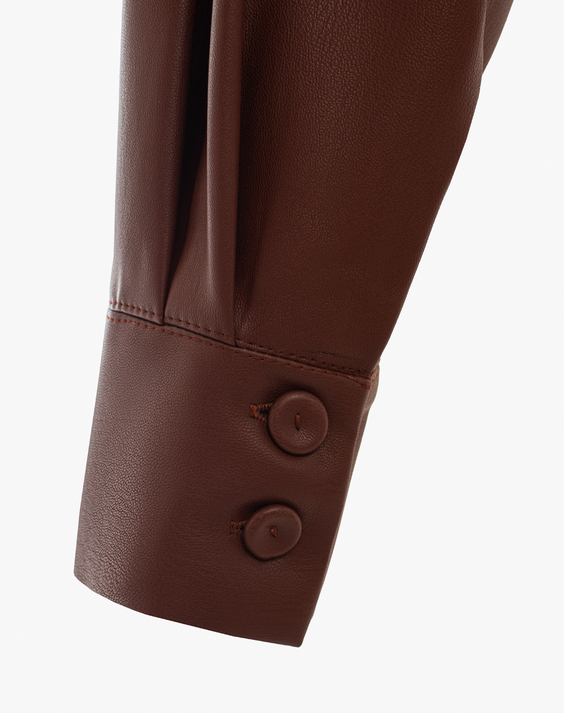 Crop Faux Leather Shirt With Pockets - ARABICA - Manila Grace | Official Website