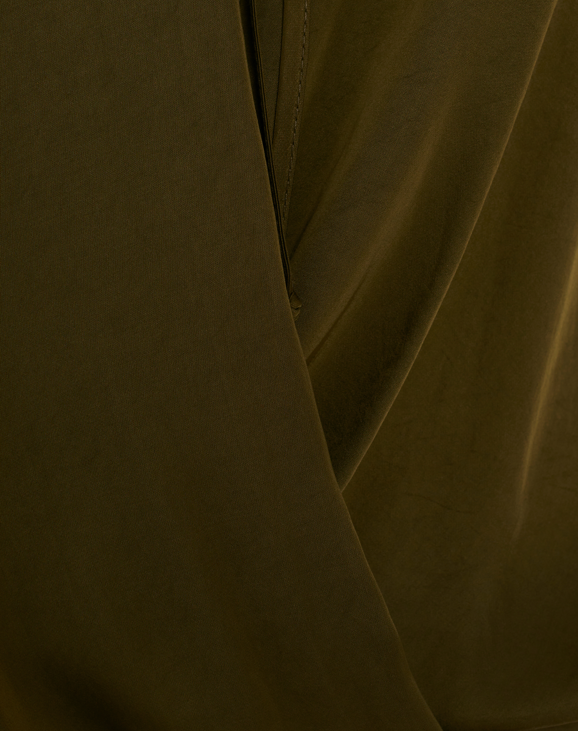 Crisscross Blouse With Teardrop Neckline - MILITARY GREEN - Manila Grace | Official Website