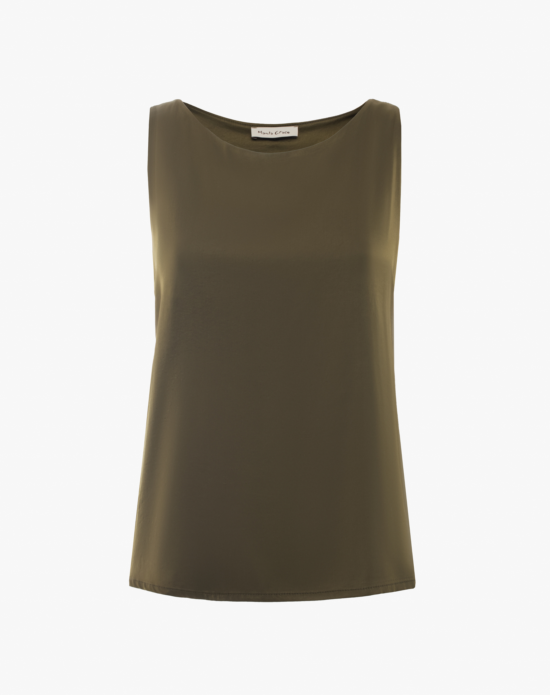 Top Smanicato In Viscosa - VERDE MILITARE - Manila Grace