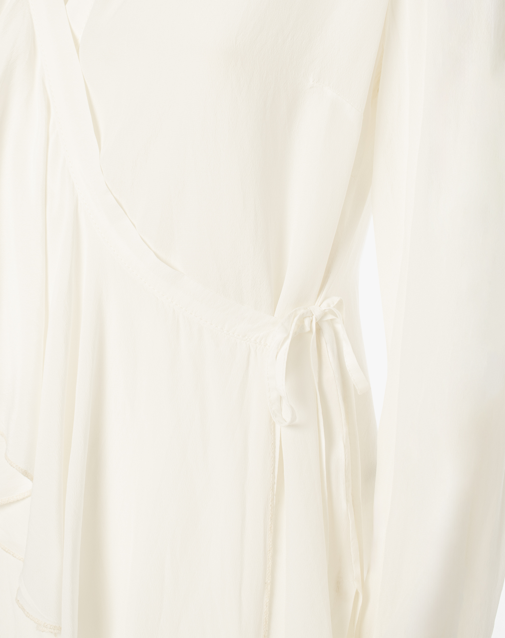 Crossed Blouse With Ruffles - OFF WHITE - Manila Grace | Official Website
