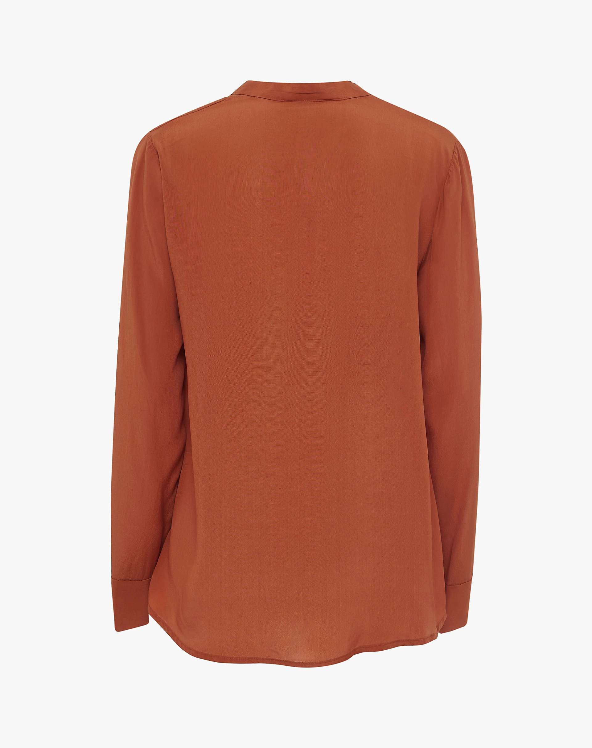 Mandarin Collar Blouse In Fluid Fabric - SHIRTS - Manila Grace | Official Website