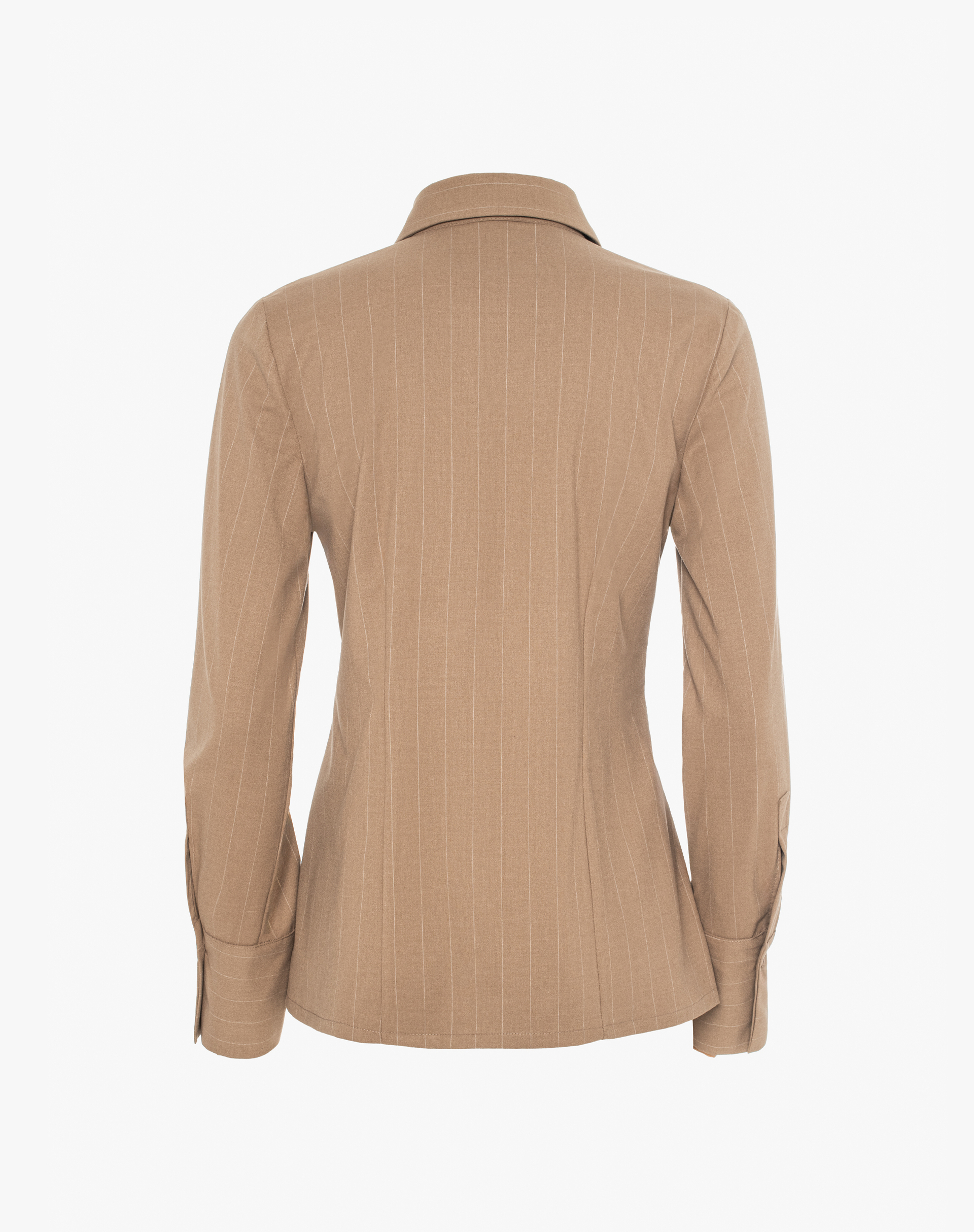 Black Pinstripe Shirt With Maxi Collar - SHIRTS - Manila Grace | Official Website