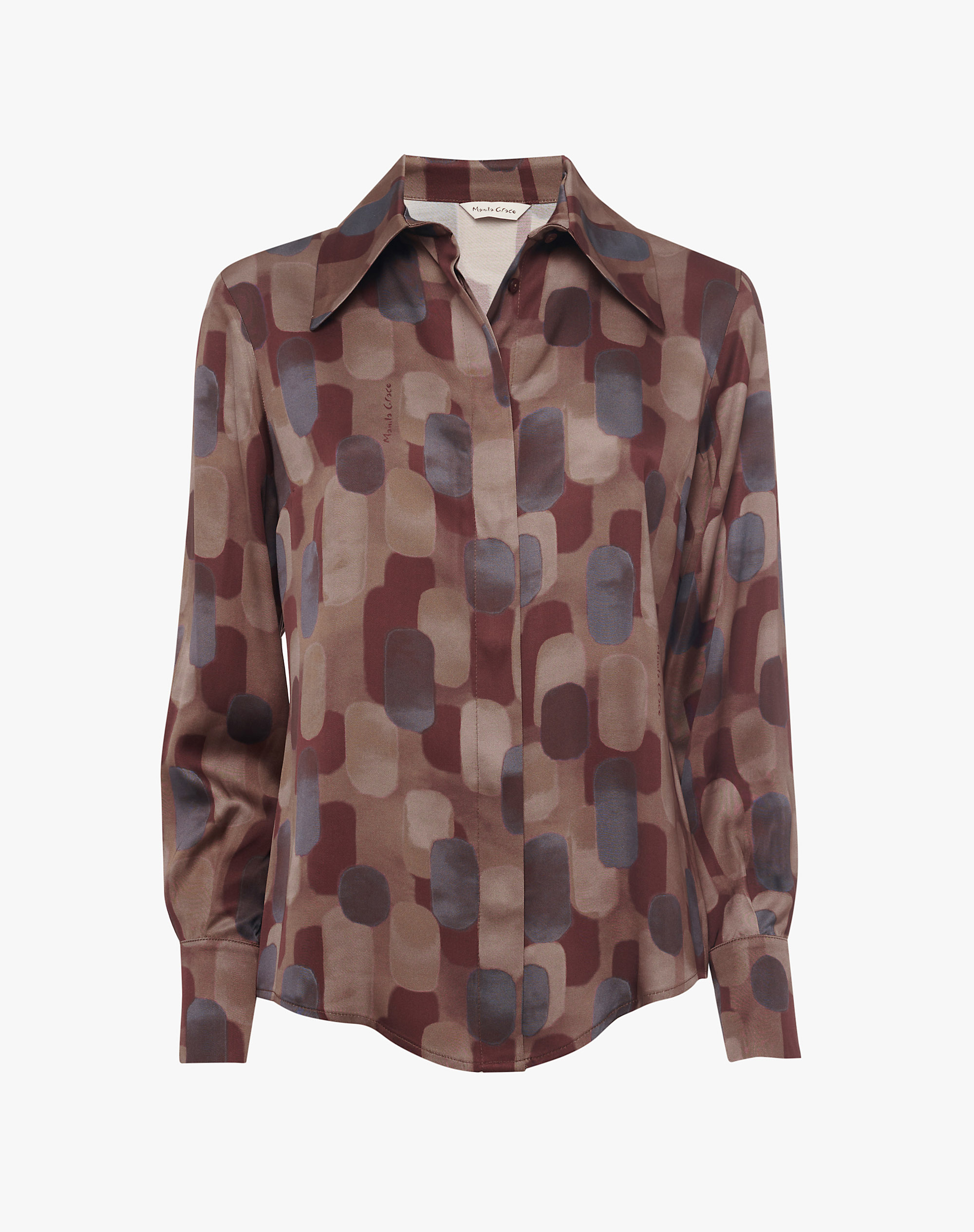 Printed Shirt With Collar And Geometric Pattern - MA645 - Manila Grace | Official Website