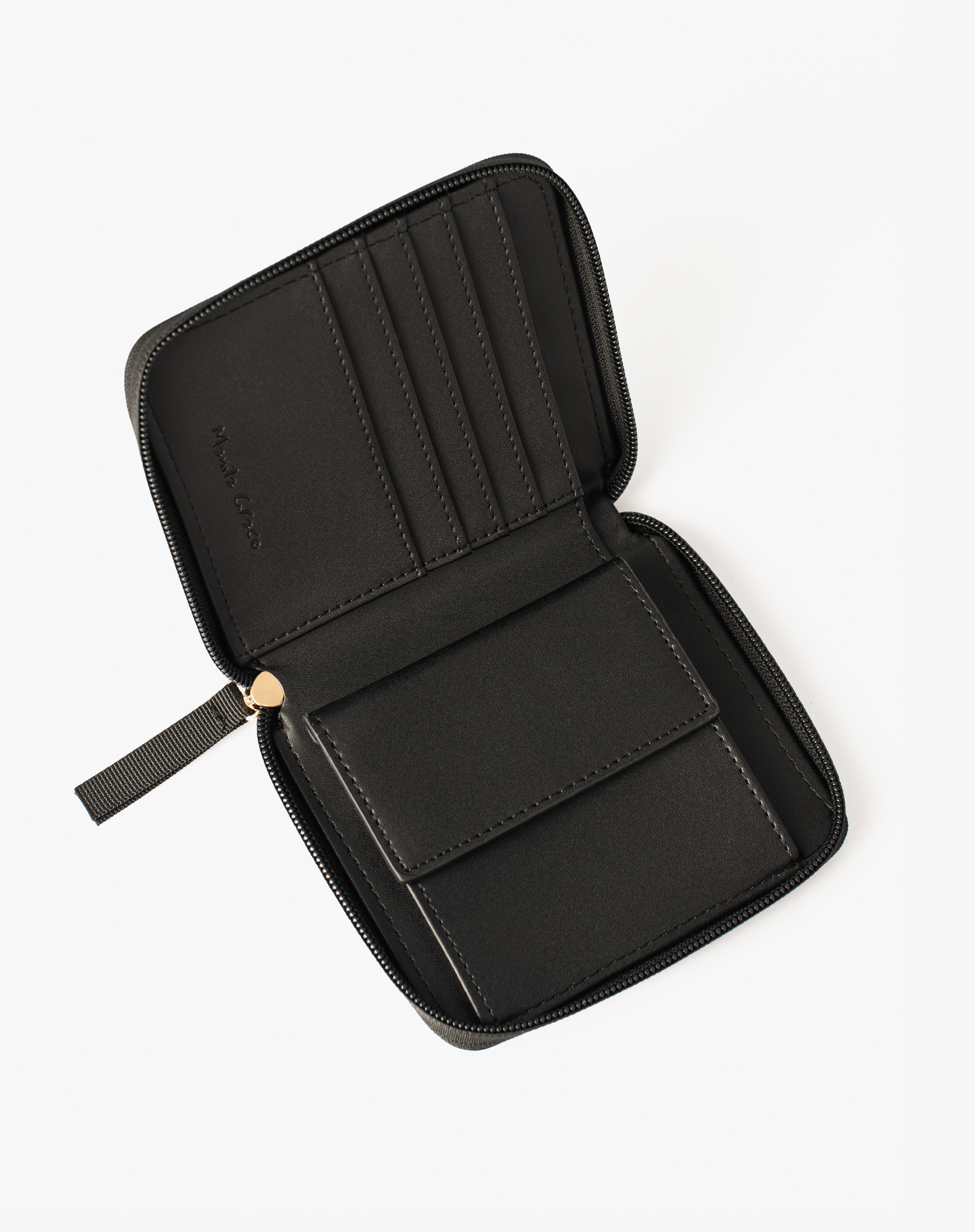 Square Wallet In Soft Touch Material - BLACK - Manila Grace | Official Website