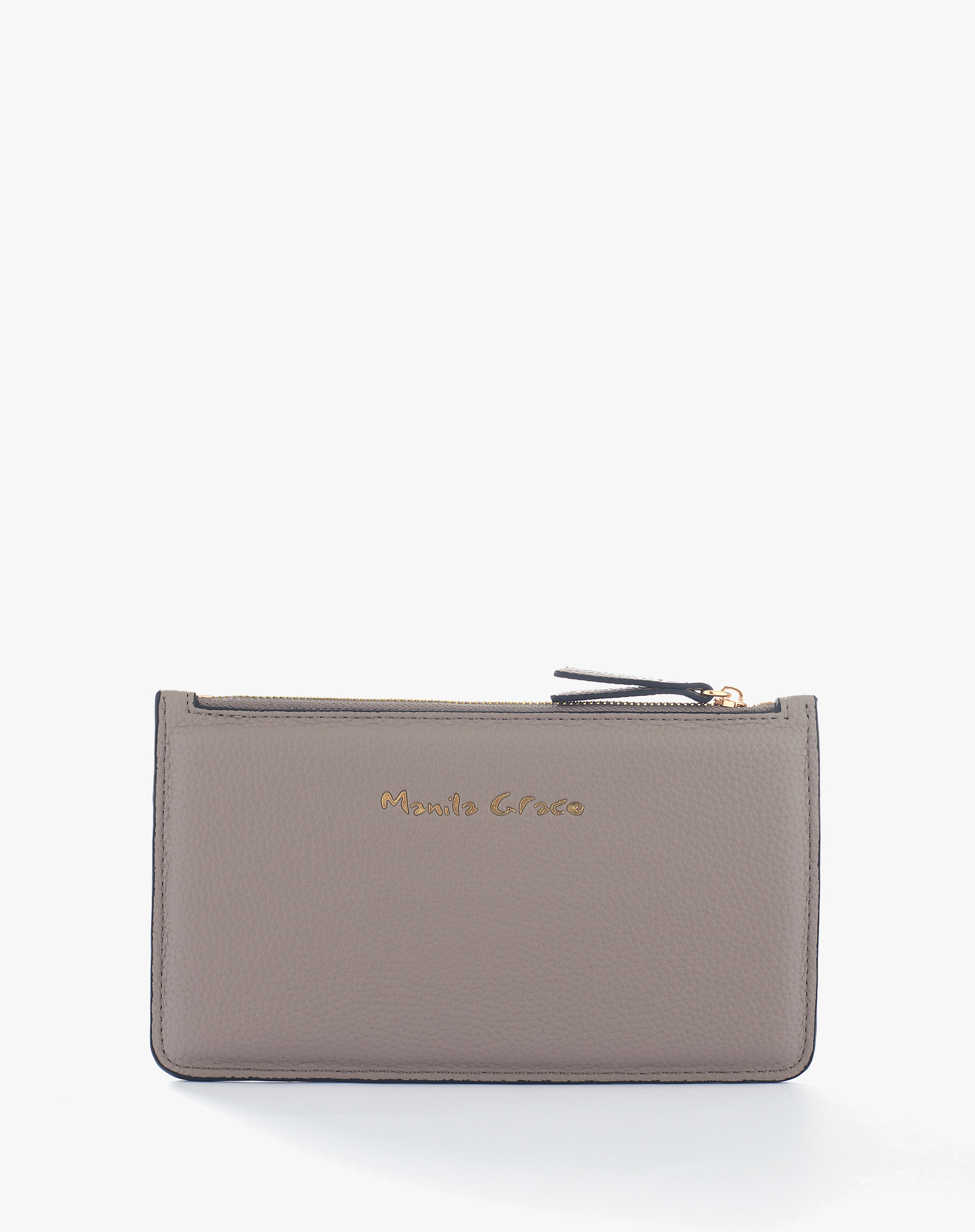 Flat Faux Leather Wallet With Gold Logo - MA642 - Manila Grace | Official Website