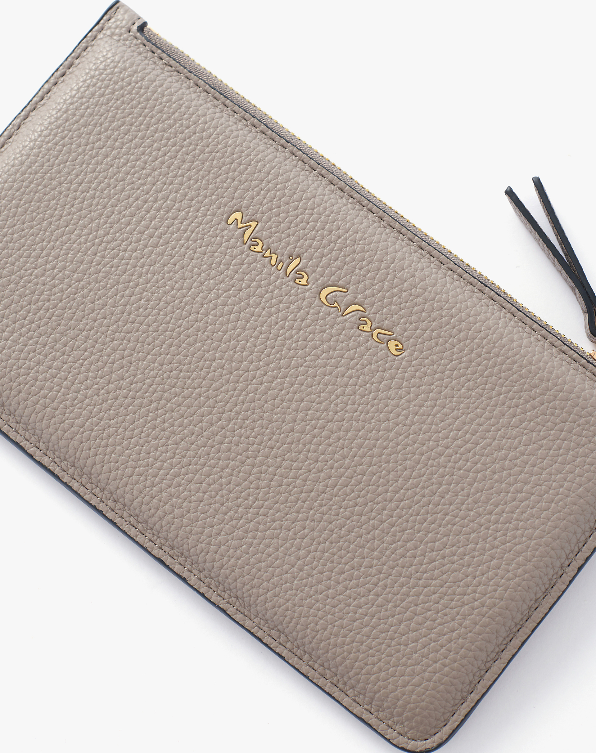 Flat Faux Leather Wallet With Gold Logo - MA642 - Manila Grace | Official Website