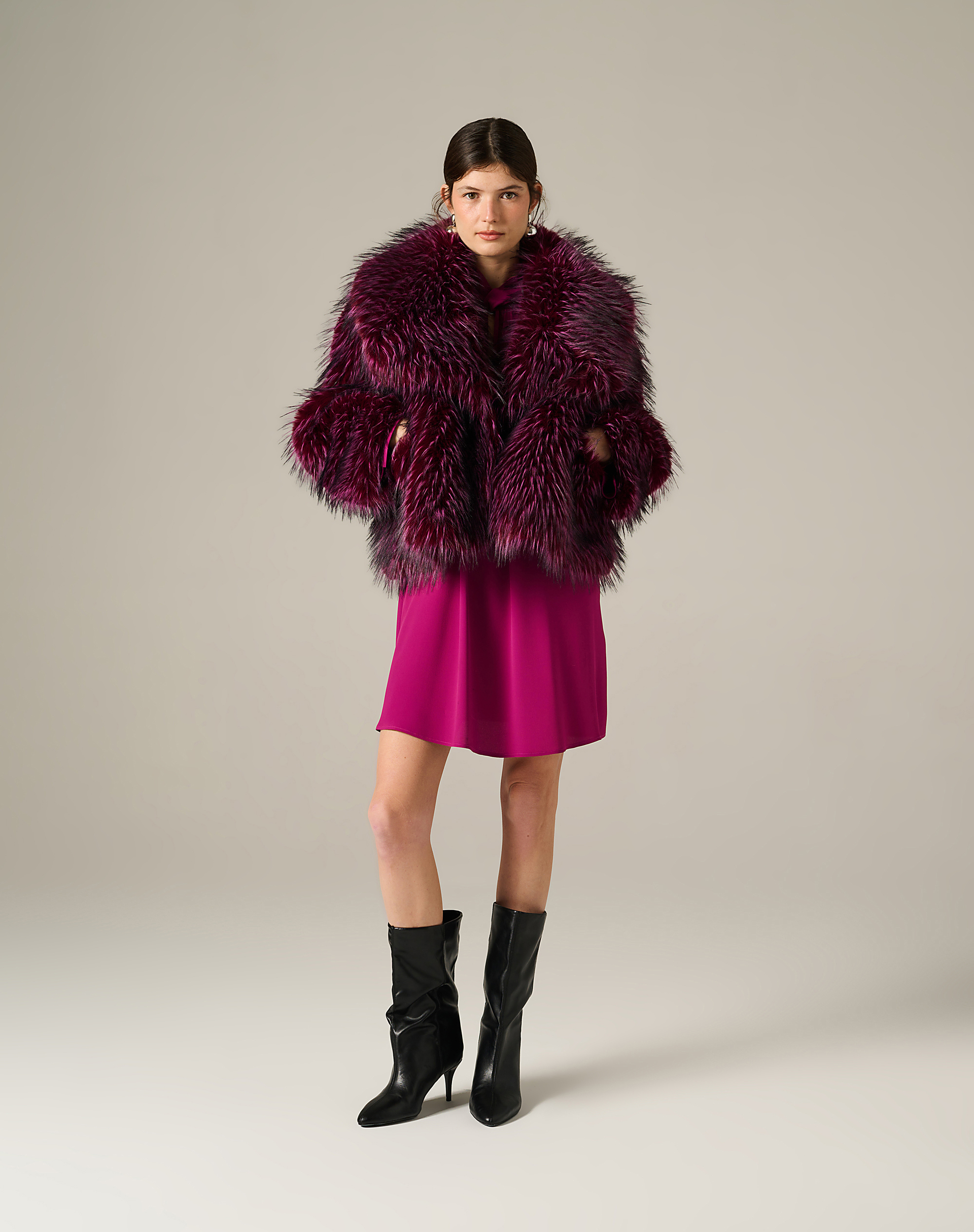 Short Fox-Effect Faux Fur Coat - MG523 - Manila Grace | Official Website