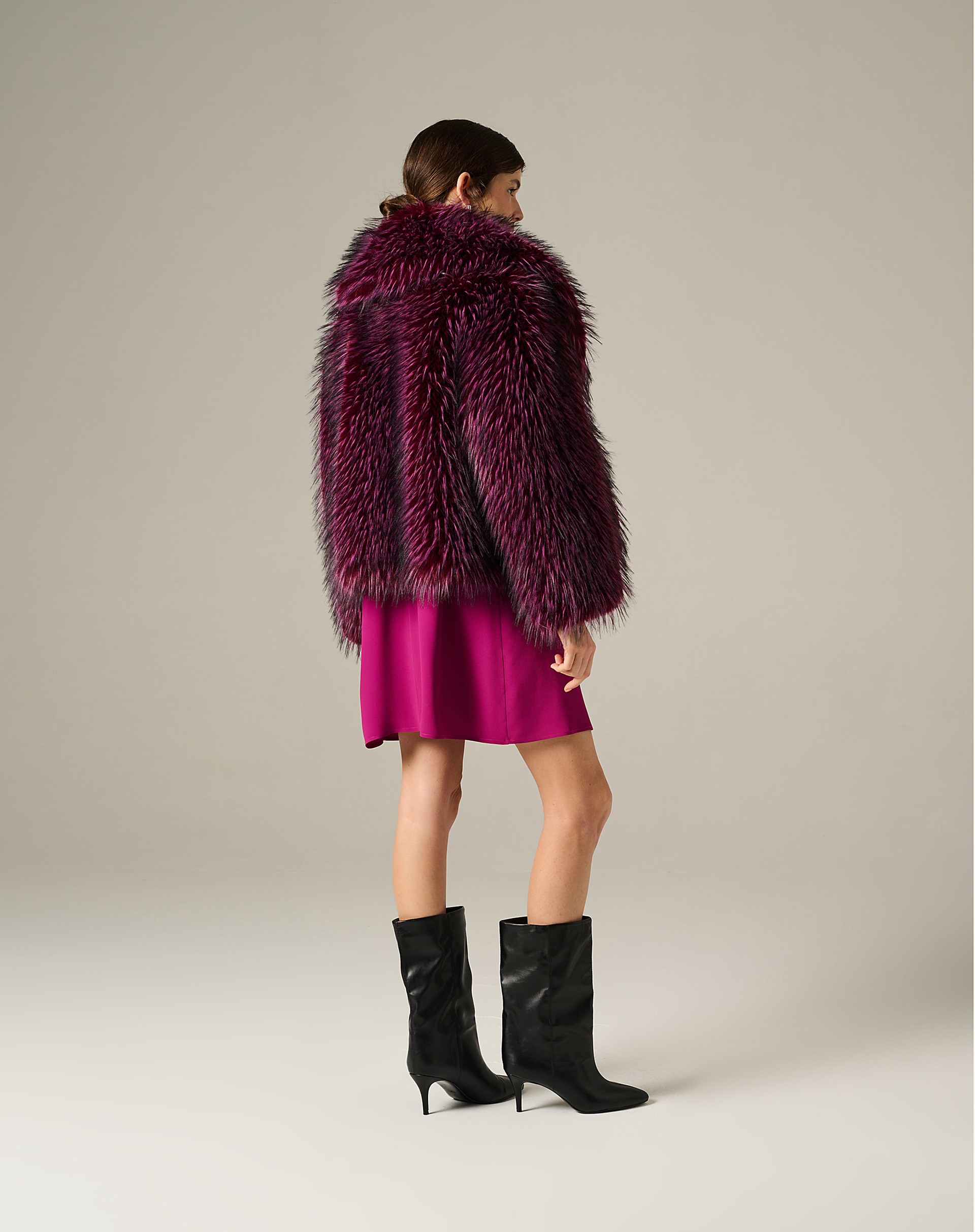 Short Fox-Effect Faux Fur Coat - MG523 - Manila Grace | Official Website
