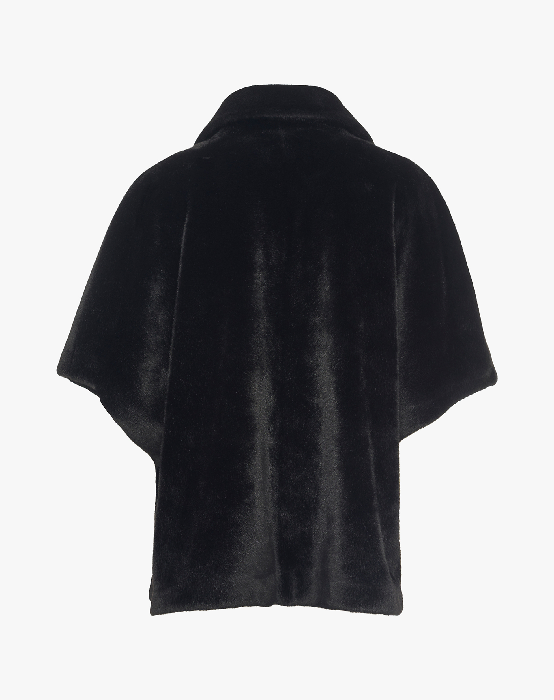 Faux Fur Crossover Coat With Wide Sleeves - BLACK - Manila Grace | Official Website