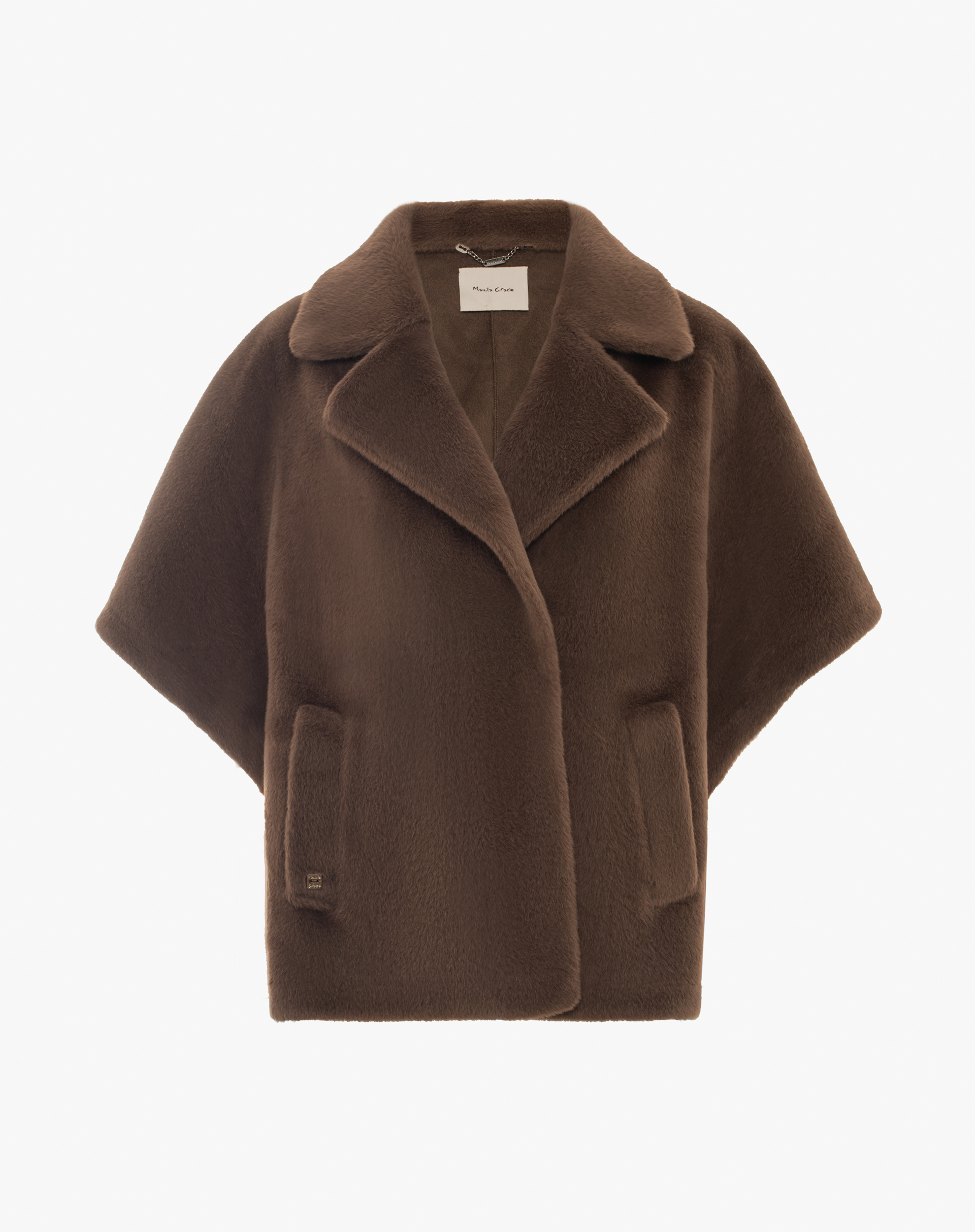 Faux Fur Crossover Coat With Wide Sleeves - ARABICA - Manila Grace | Official Website