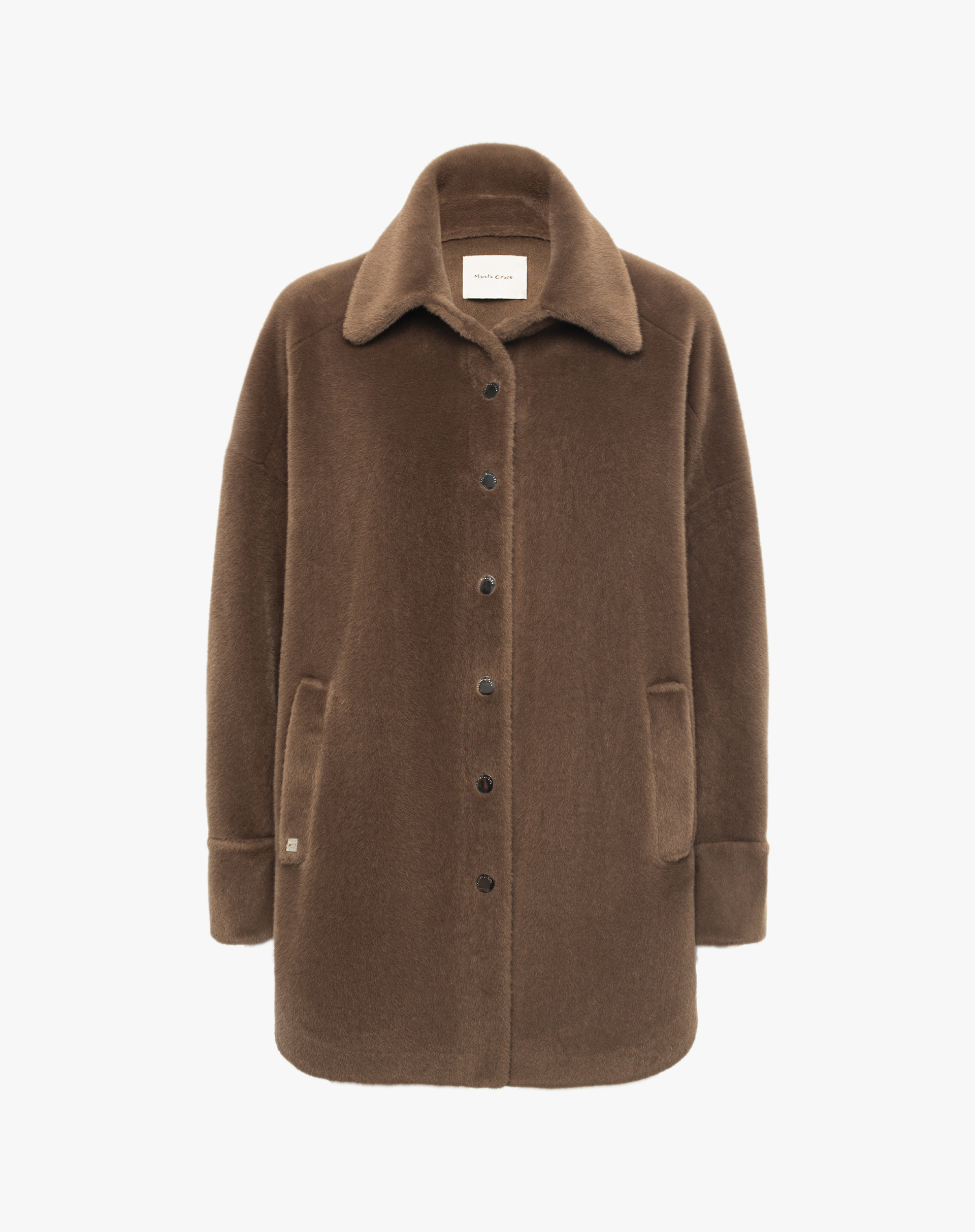 Eco-Fur Shirtdress Coat With Press Buttons - OUTERWEAR - Manila Grace | Official Website