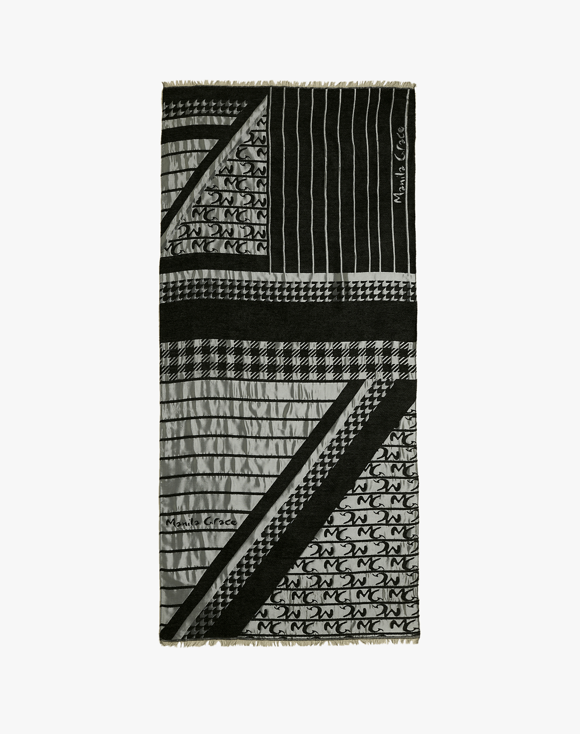 Geometric Scarf With All-Over Logo - MA642 - Manila Grace | Official Website