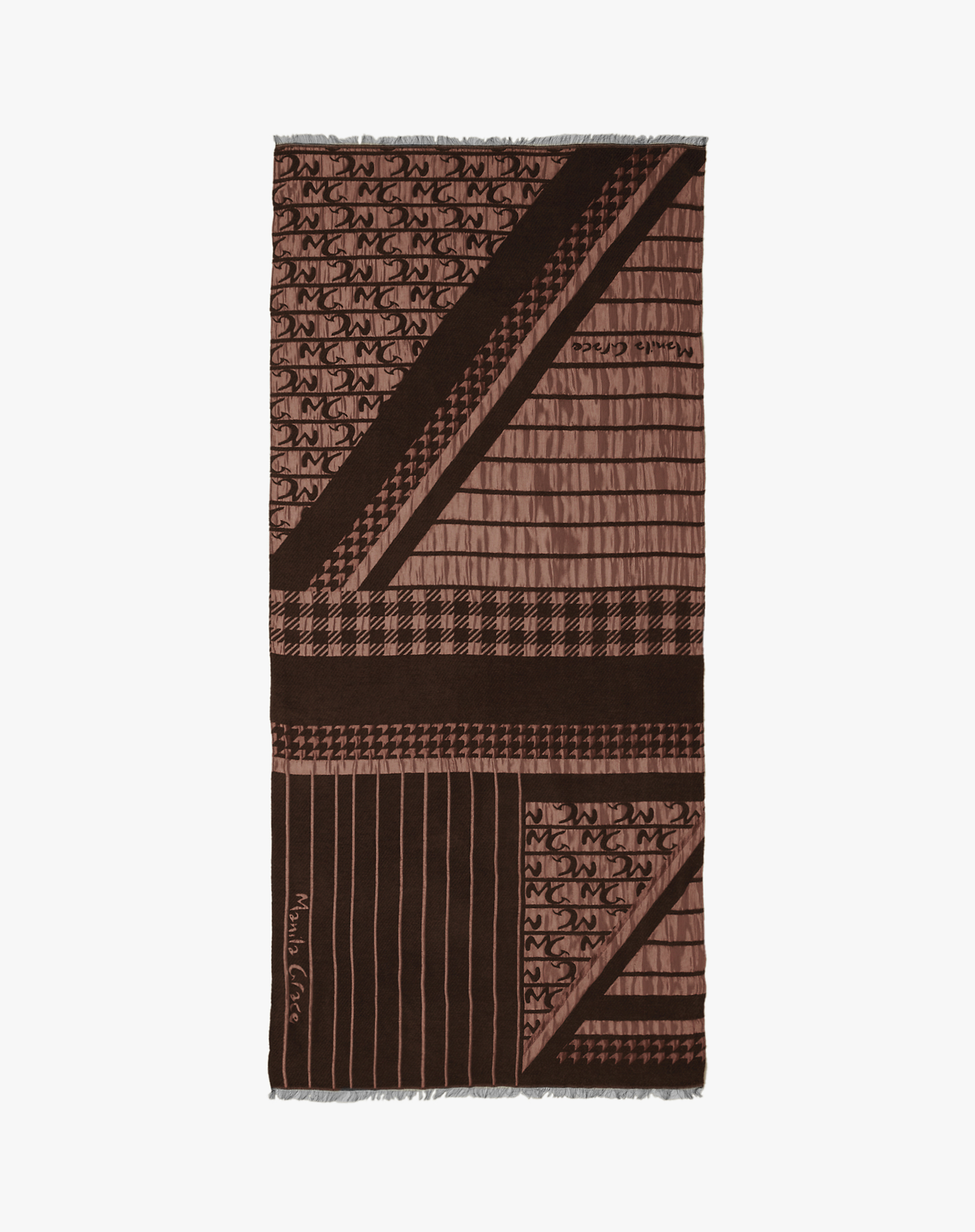 Geometric Scarf With All-Over Logo - MA645 - Manila Grace | Official Website