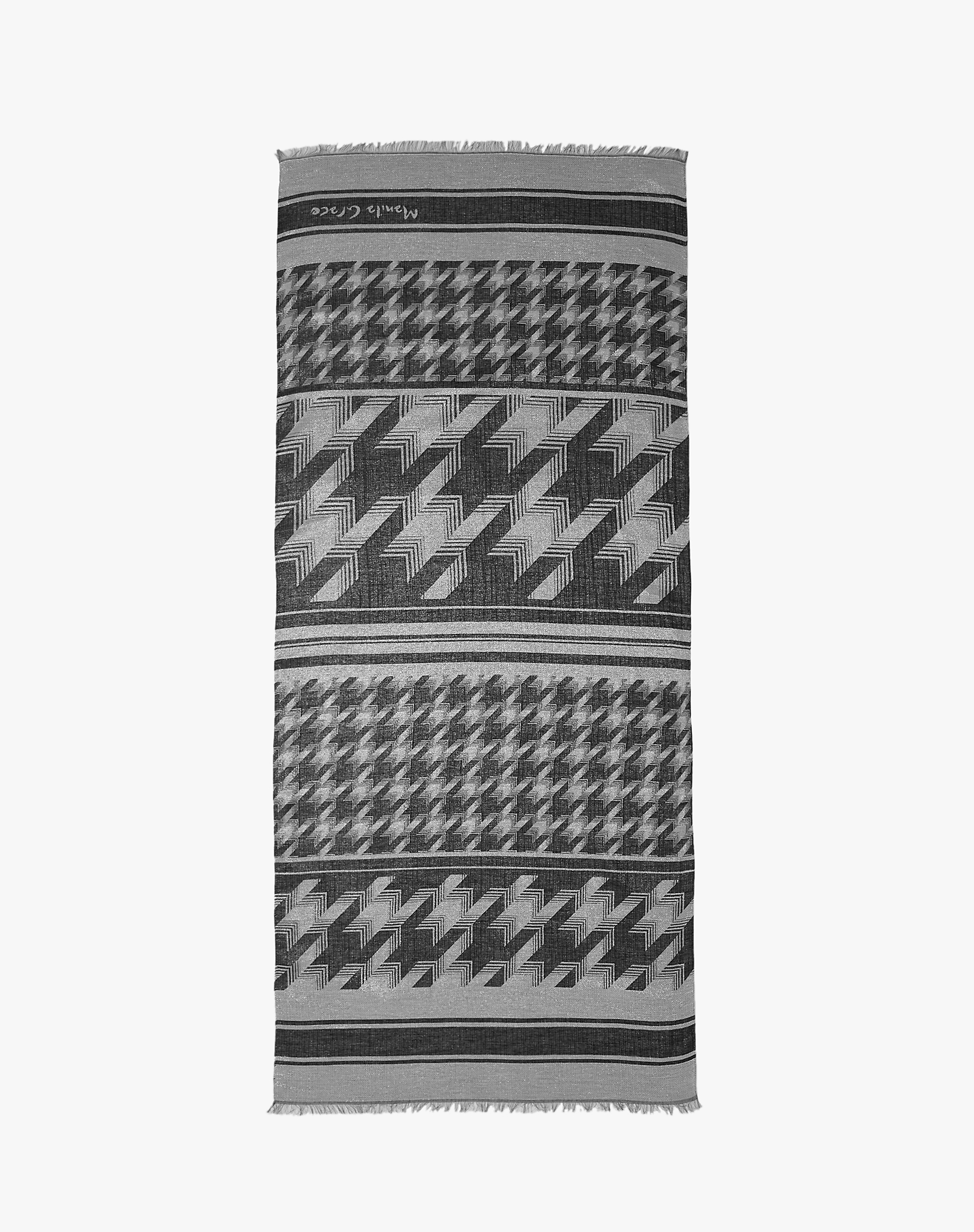 Two-Tone Houndstooth Jacquard Scarf - BLACK - Manila Grace | Official Website