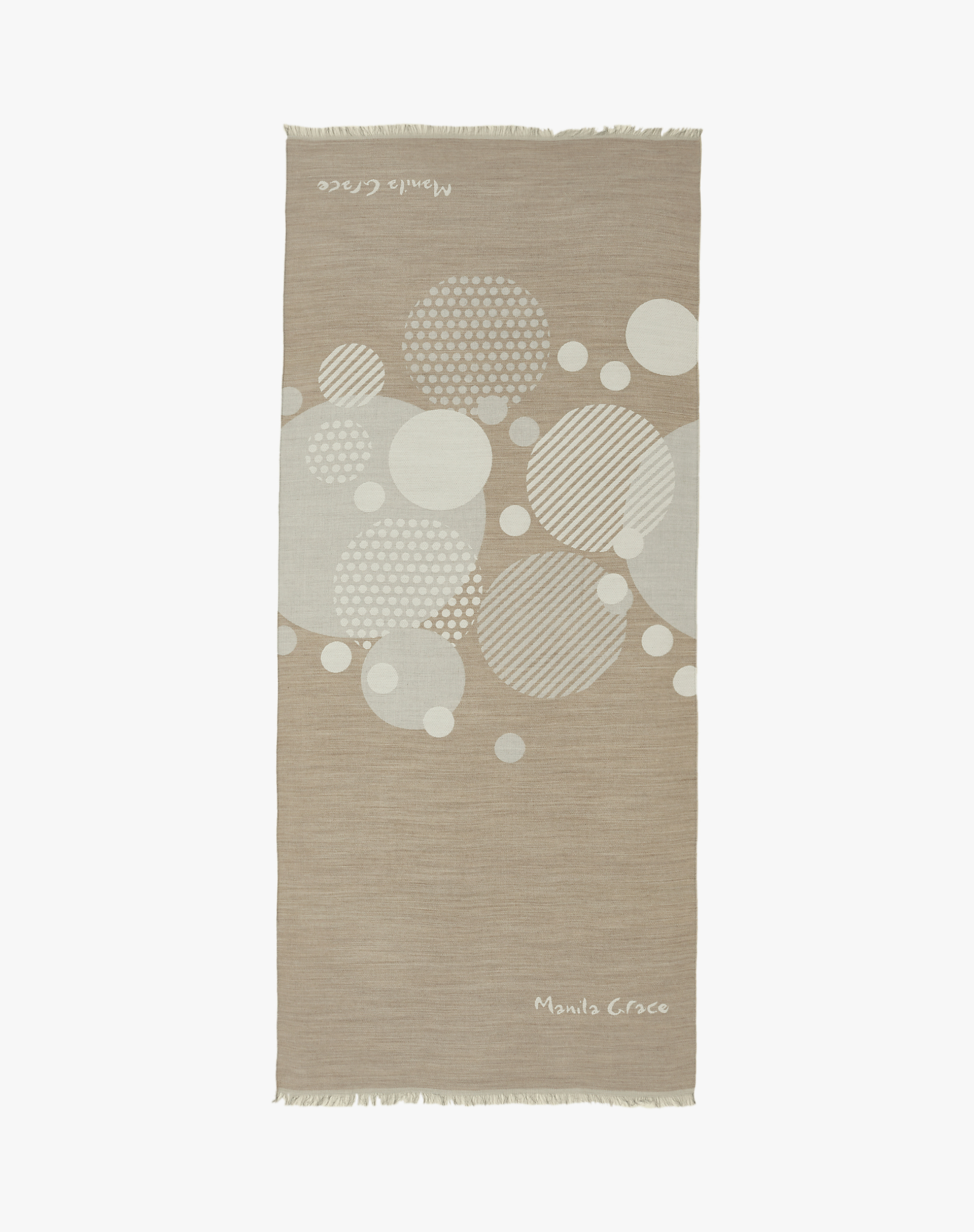 Beige Scarf With Geometric Circle Pattern - MA649 - Manila Grace | Official Website