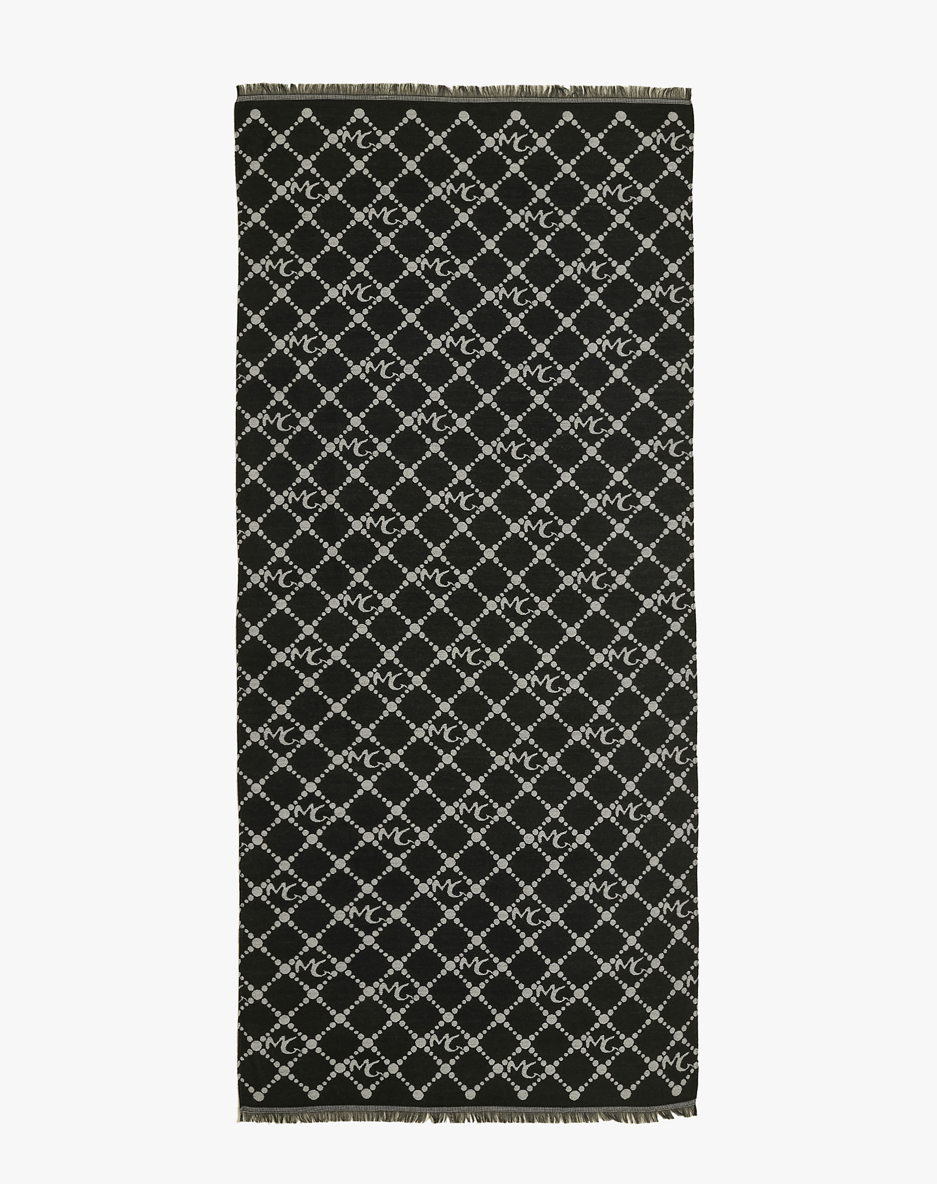 Jacquard Scarf With All-Over Mg Motif - BLACK - Manila Grace | Official Website