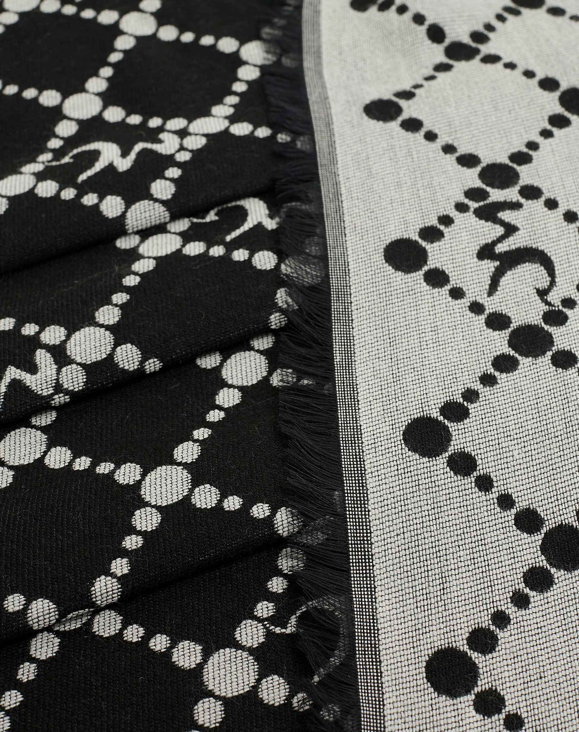 Jacquard Scarf With All-Over Mg Motif - BLACK - Manila Grace | Official Website