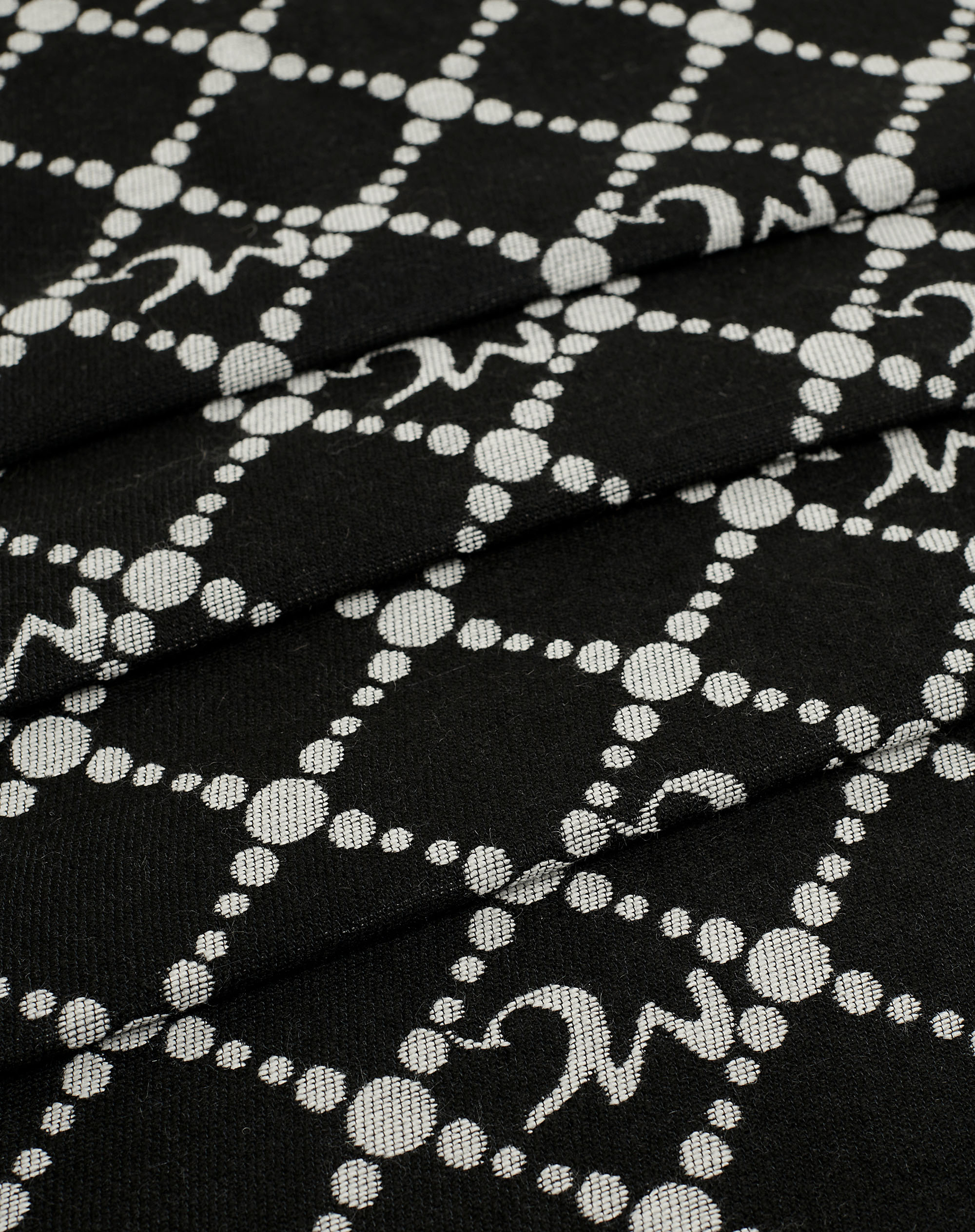 Jacquard Scarf With All-Over Mg Motif - BLACK - Manila Grace | Official Website