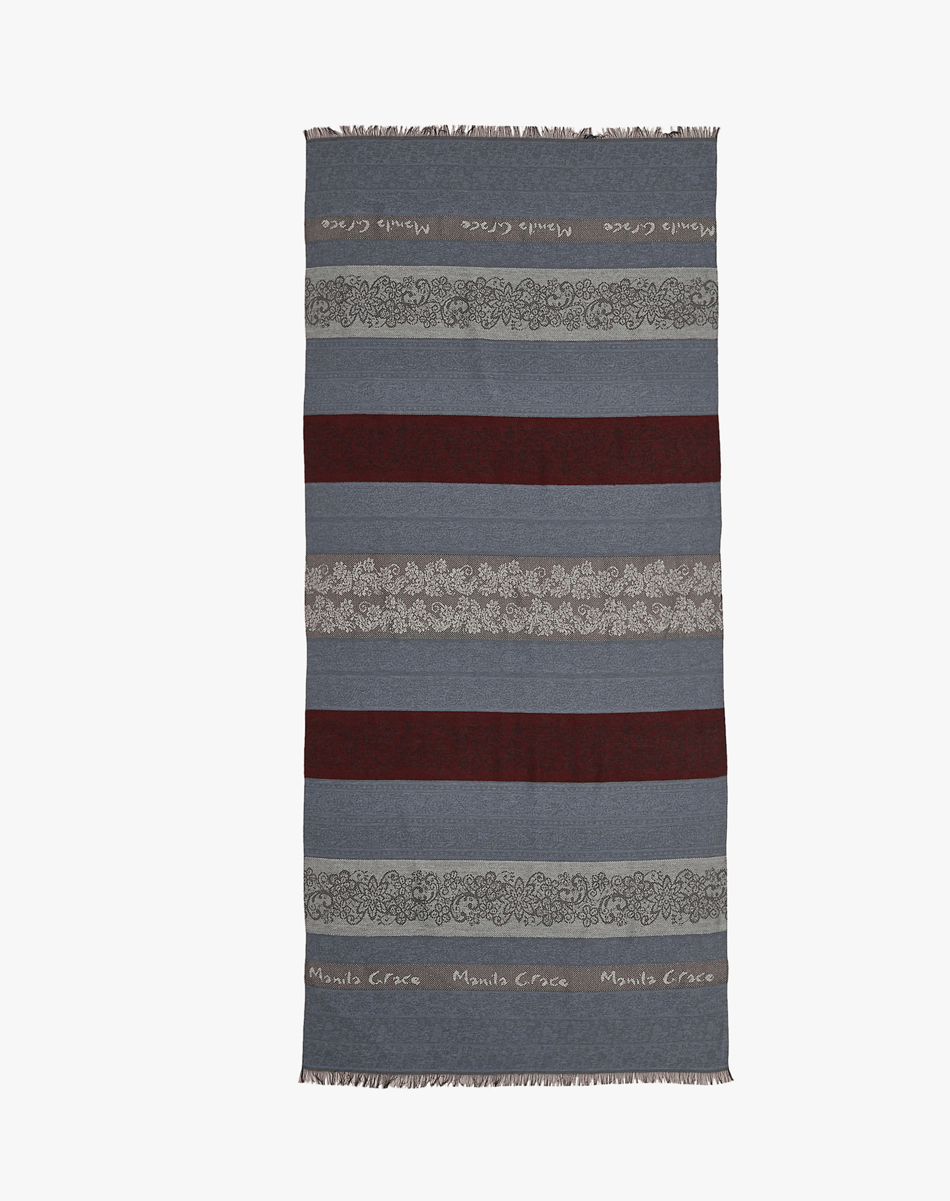 Manila Grace Multicolor Jacquard Striped Scarf With Logo - MA643 - Manila Grace | Official Website