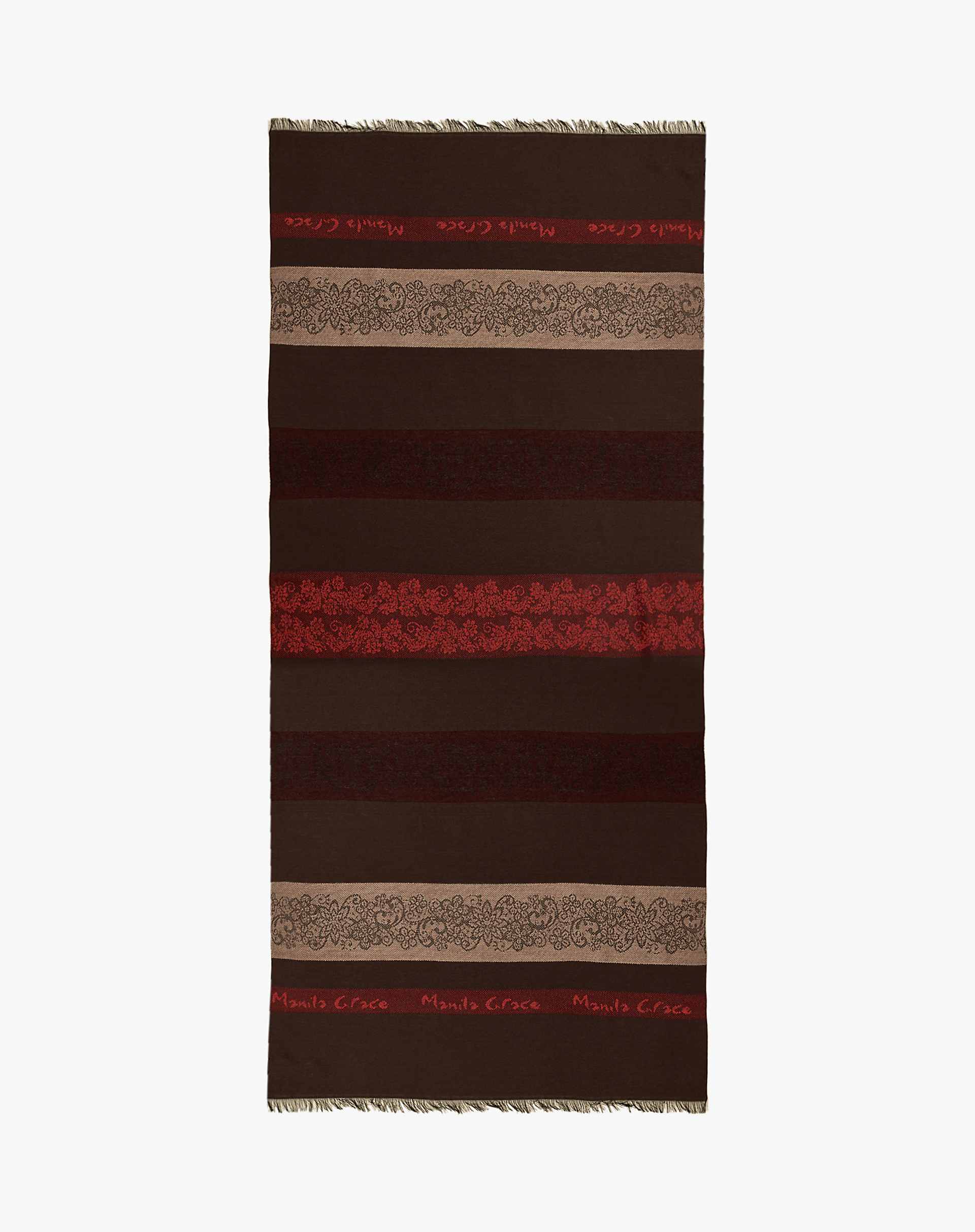 Manila Grace Multicolor Jacquard Striped Scarf With Logo - SCARVES & FOULARDS - Manila Grace | Official Website