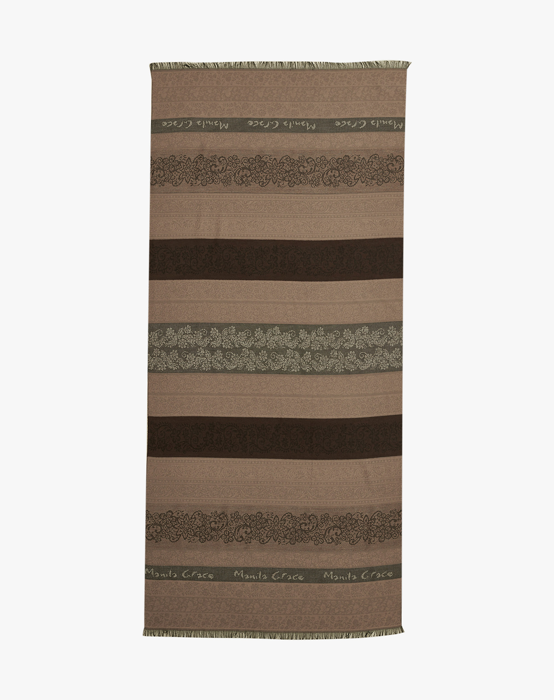 Manila Grace Multicolor Jacquard Striped Scarf With Logo - SCARVES & FOULARDS - Manila Grace | Official Website