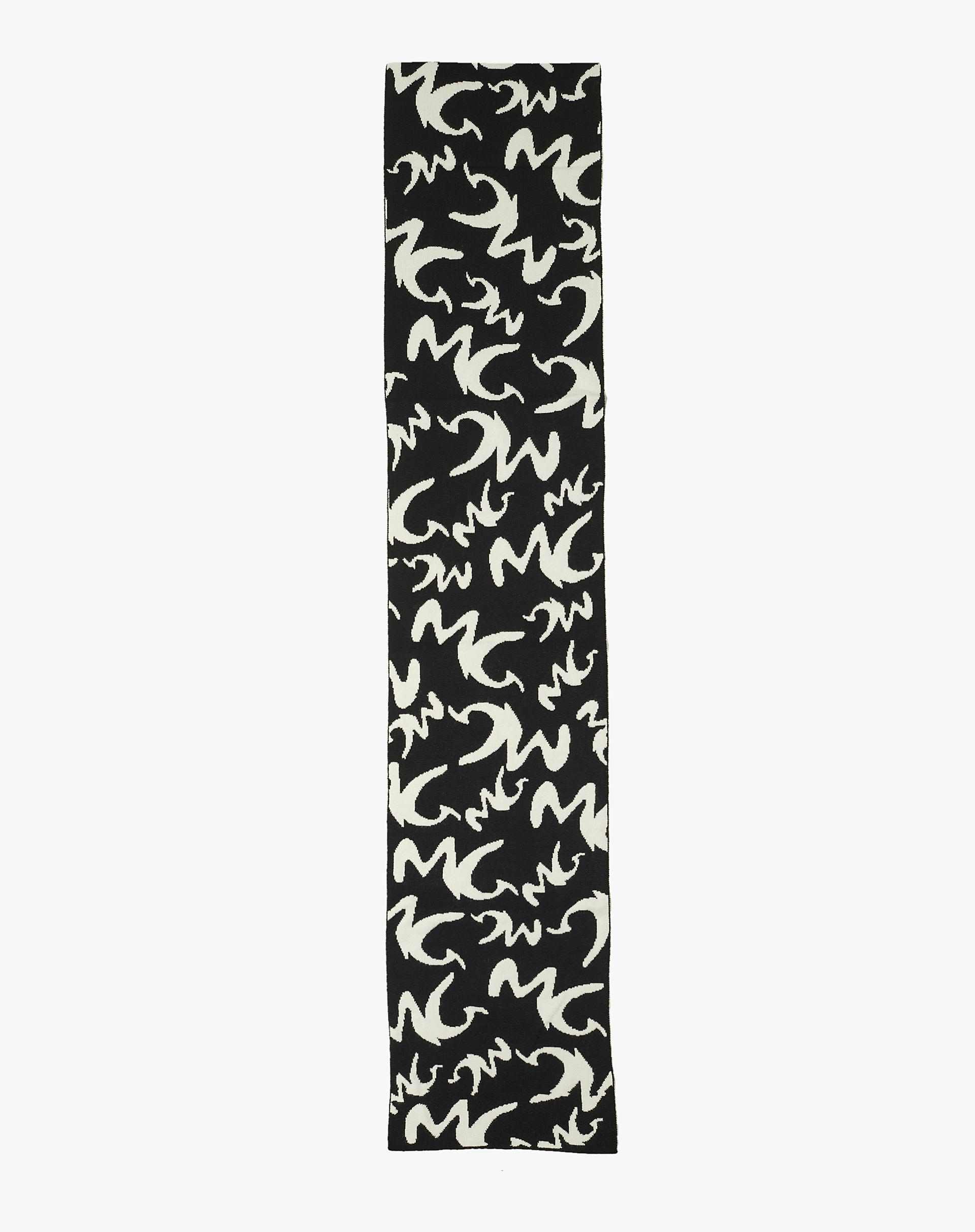 Jacquard Scarf With Maxi Contrasting Mg Logo - BLACK - Manila Grace | Official Website