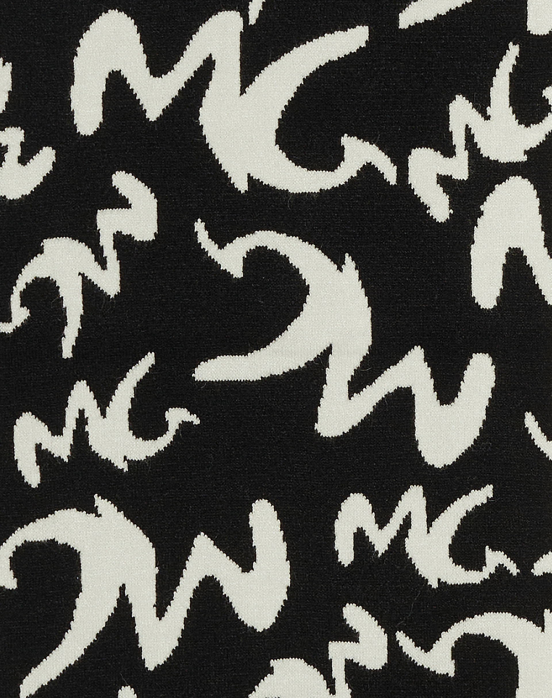 Jacquard Scarf With Maxi Contrasting Mg Logo - BLACK - Manila Grace | Official Website
