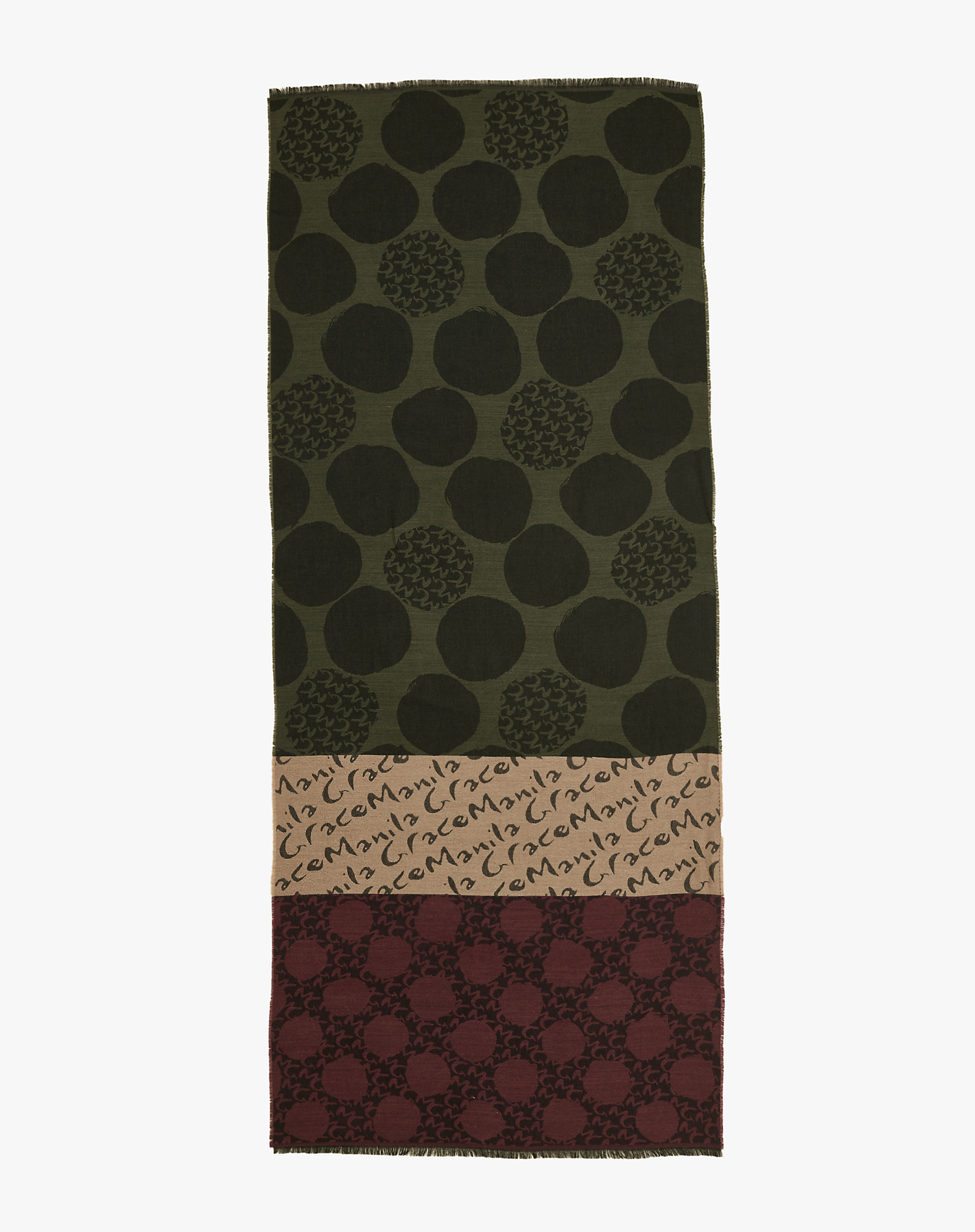 Jacquard Polka Dot Scarf - MILITARY GREEN - Manila Grace | Official Website