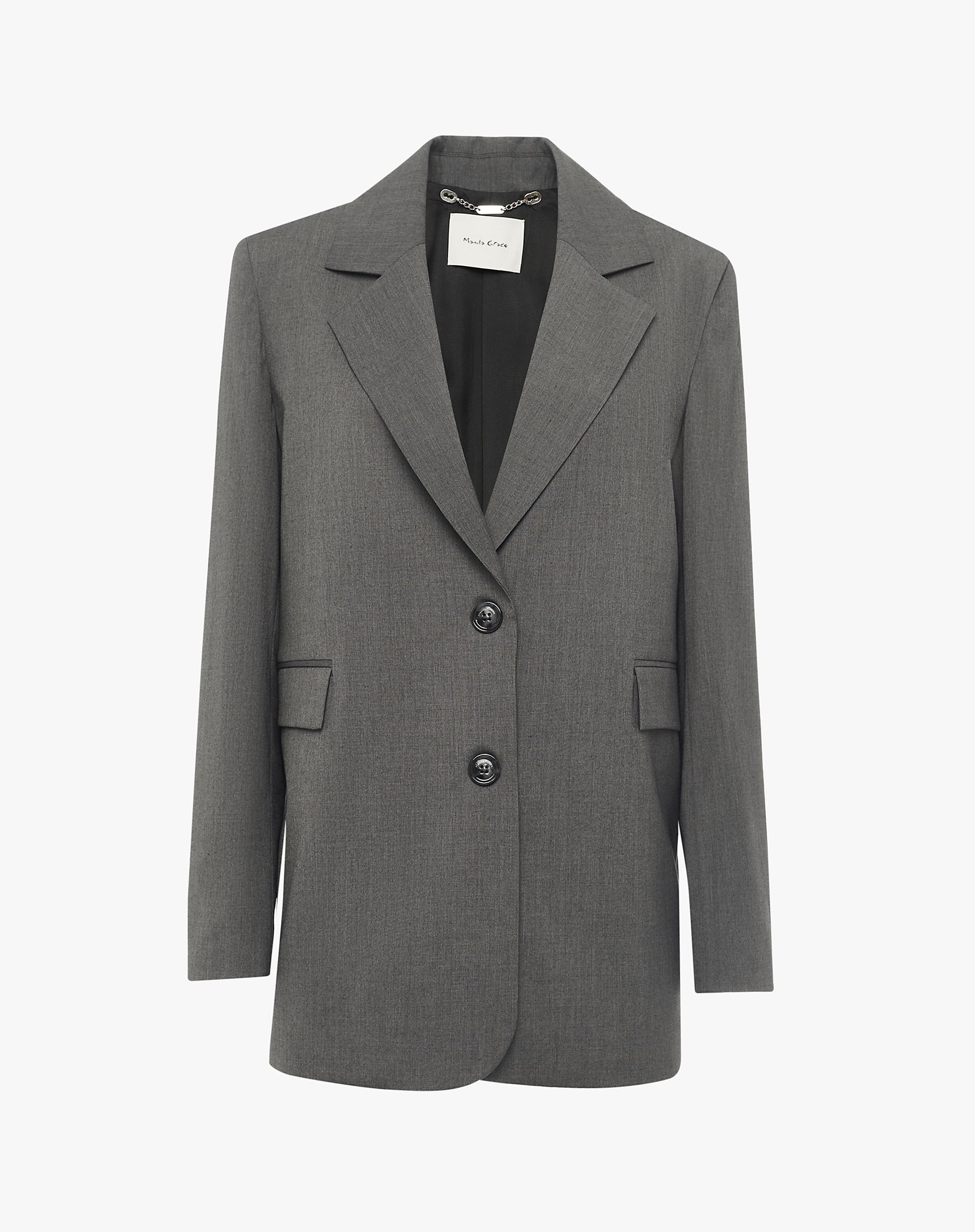 Single-Breasted Wool Blend Tailored Blazer - JACKETS - Manila Grace | Official Website