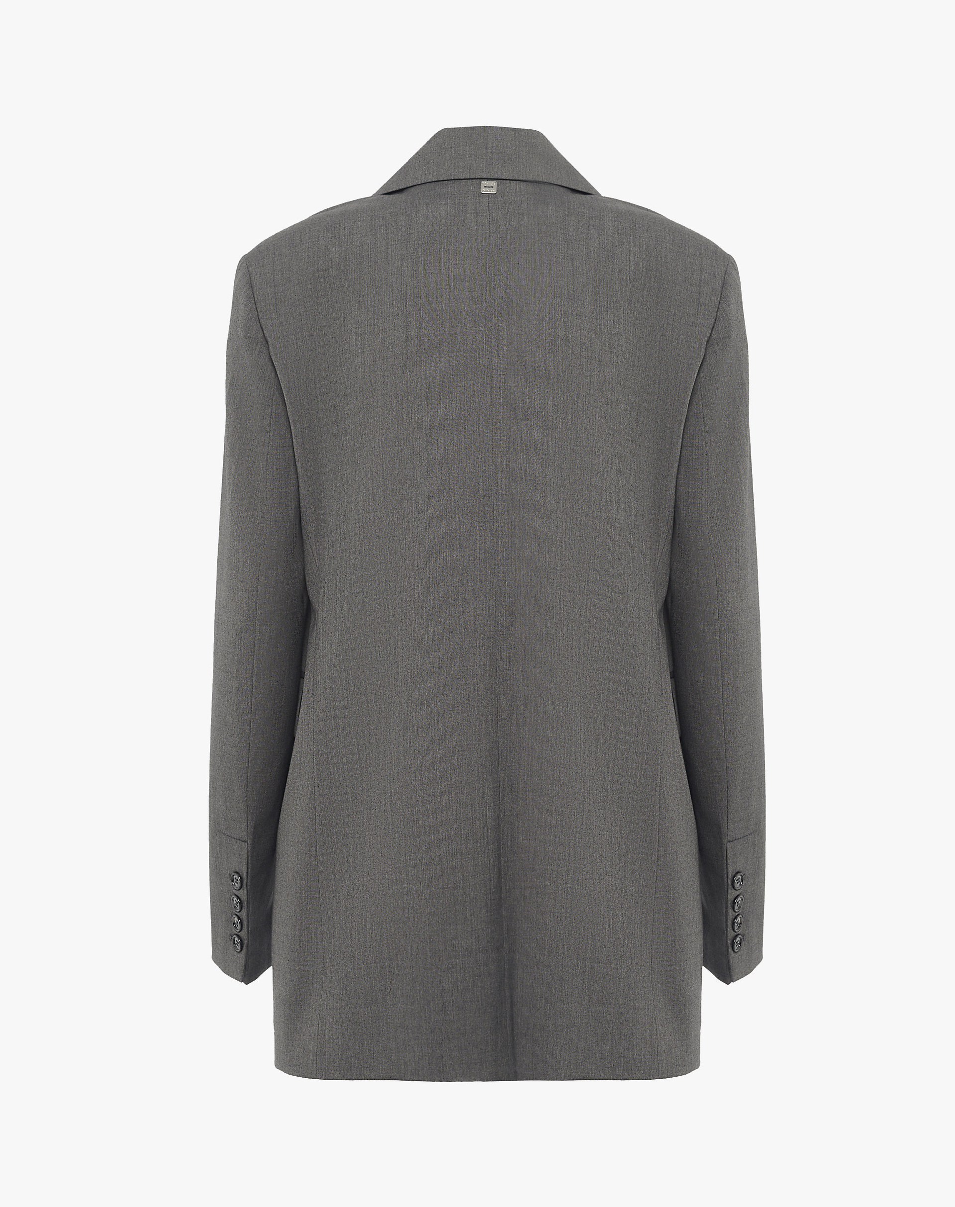 Single-Breasted Wool Blend Tailored Blazer - ASPHALT - Manila Grace | Official Website