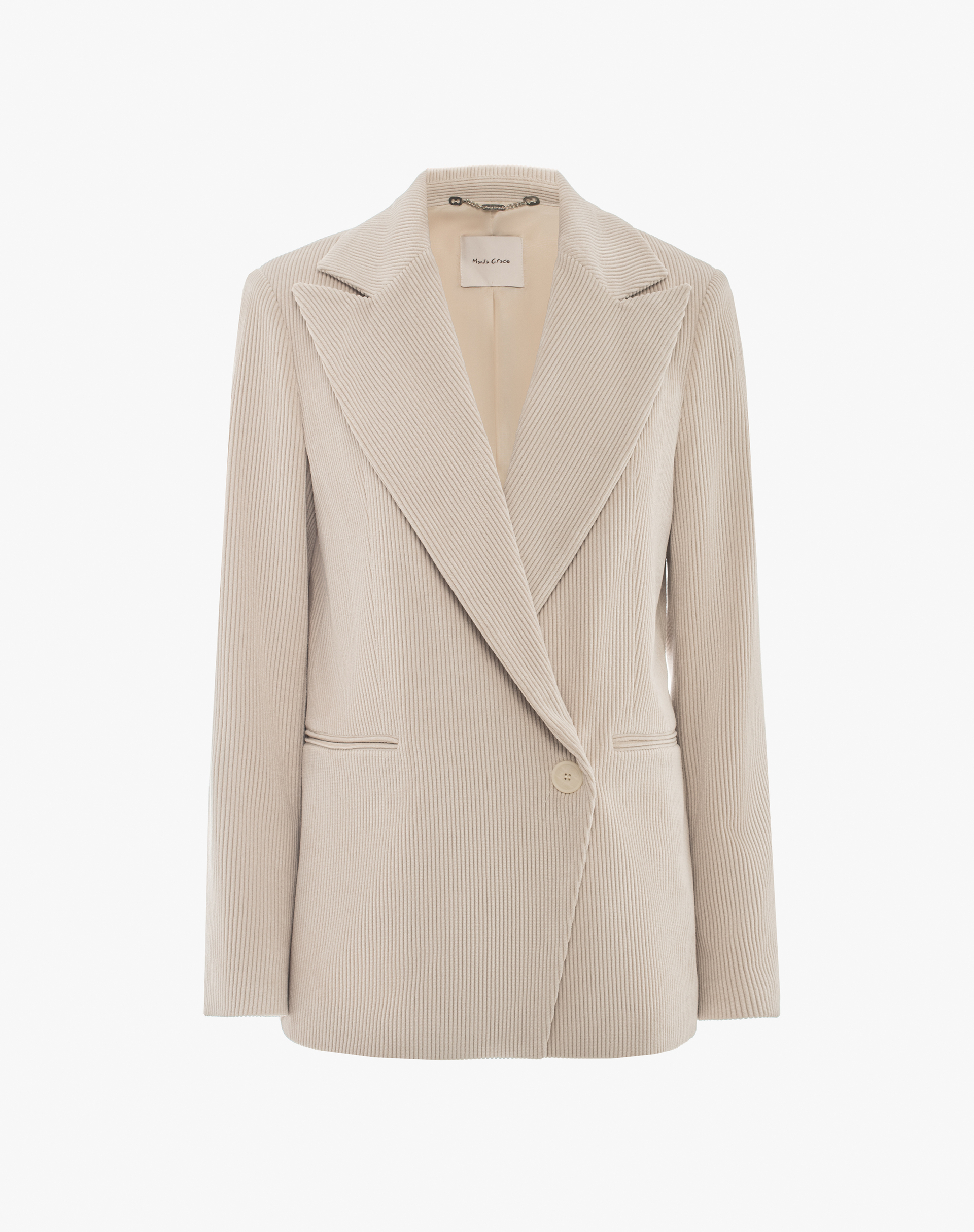 Blazer Monopetto In Velluto A Costine - OFF WHITE - Manila Grace