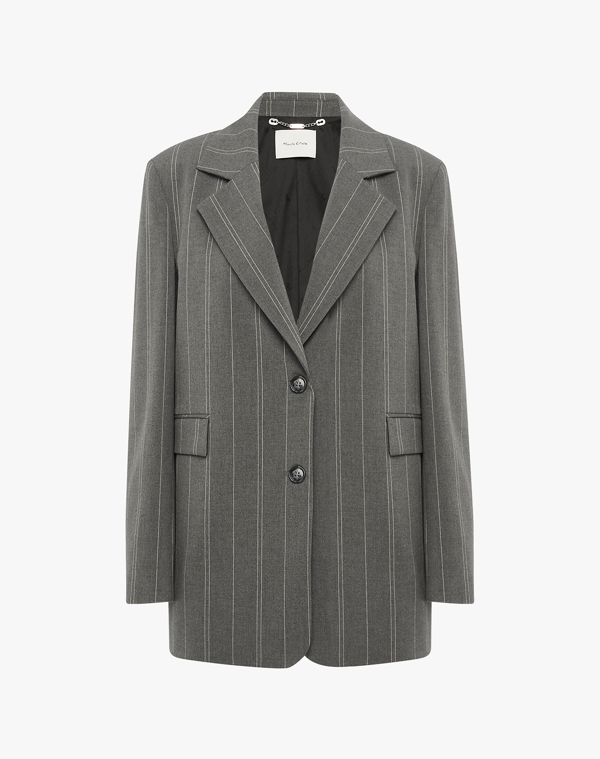 Single-Breasted Pinstripe Blazer - JACKETS - Manila Grace | Official Website