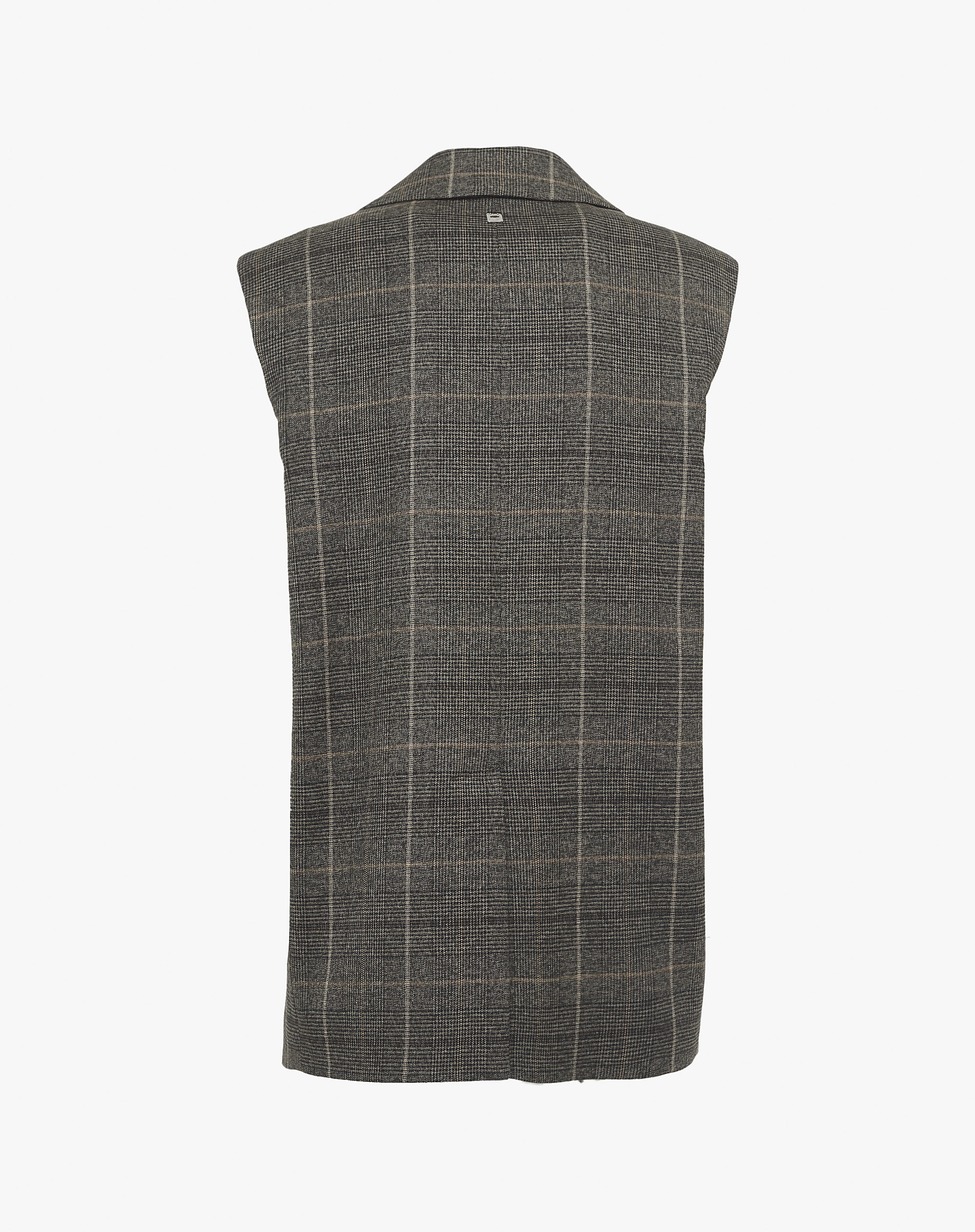 Long Check Vest In Tailored Style - VESTS - Manila Grace | Official Website