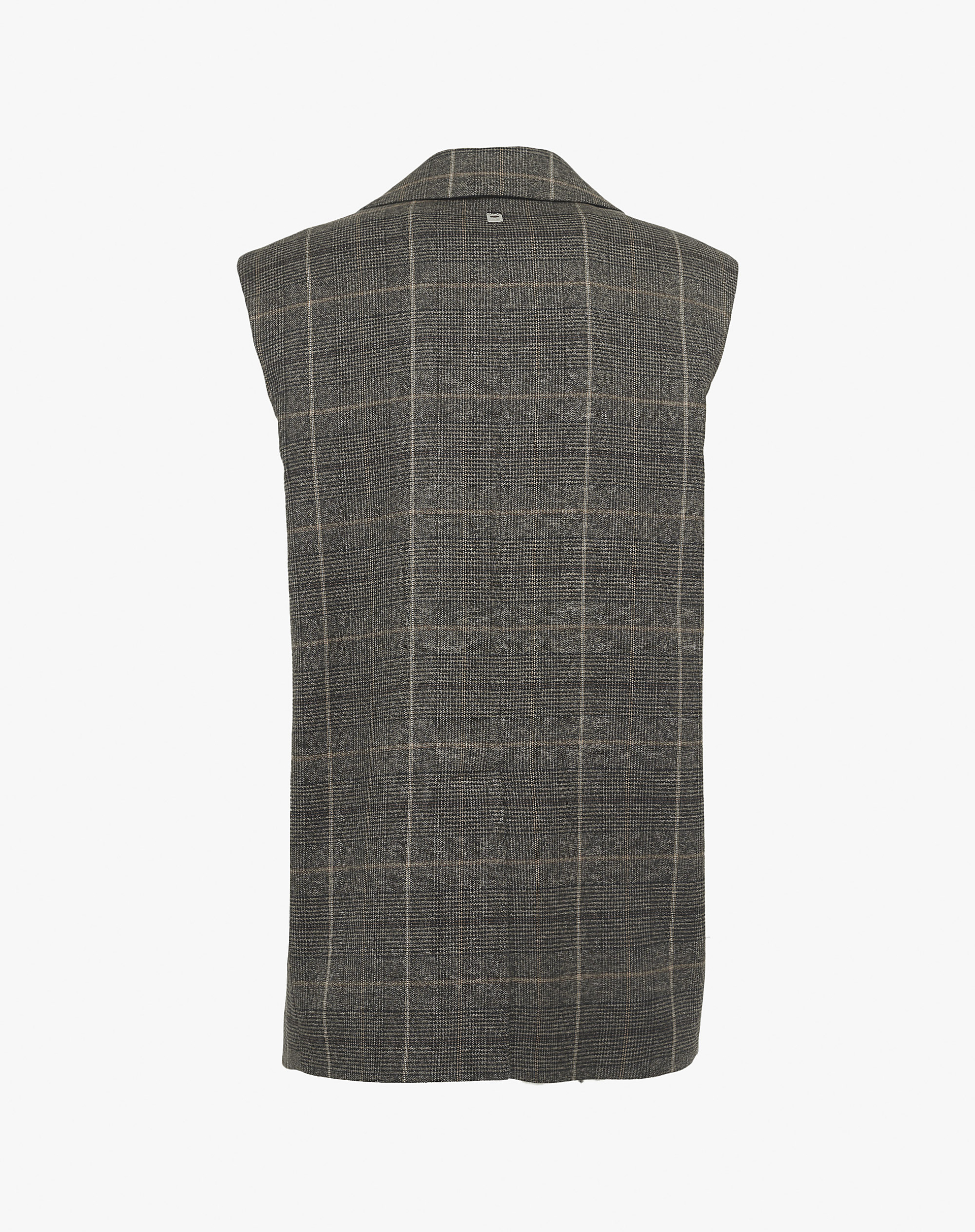 Long Check Vest In Tailored Style - MG603 - Manila Grace | Official Website