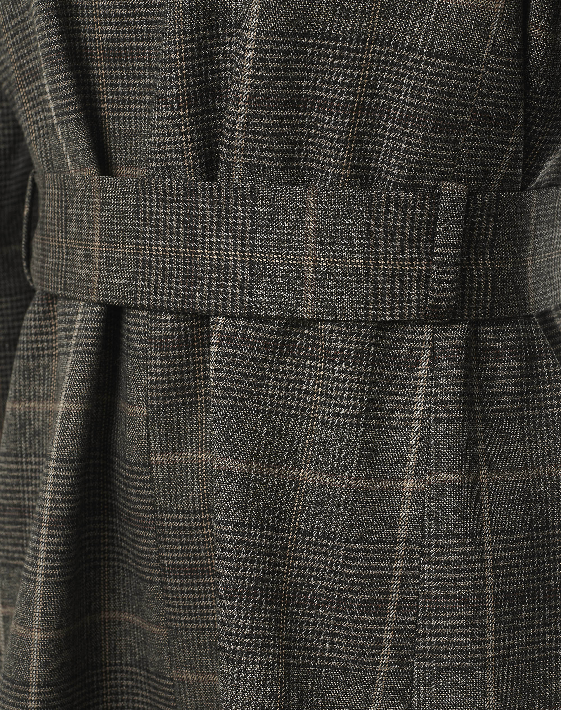 Tailored Check Jacket With Knot At The Waist - MG603 - Manila Grace | Official Website