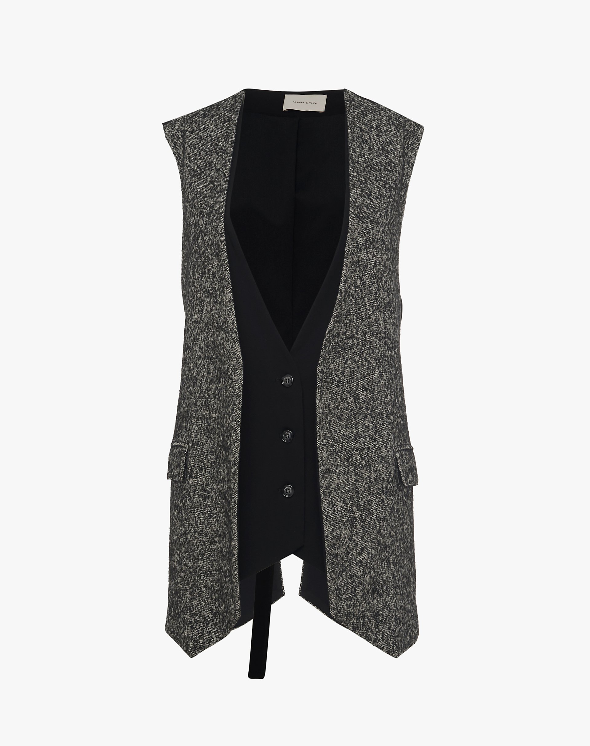 Two-Tone Suit Vest - BLACK - Manila Grace | Official Website